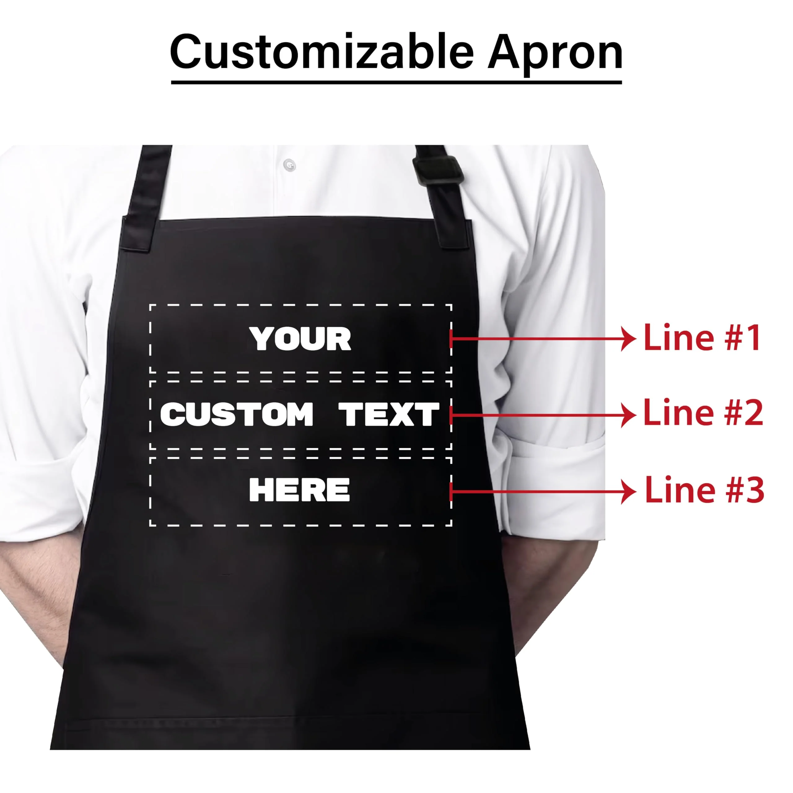 Personalized Apron for Men and Women, Chefs, Custom Name Text, Personalized Baking Gifts for Christmas, Cooking, Waterproof Apron with 2 Pockets, Great for Baking, Grilling, Gardening, Art Projects - Image 7