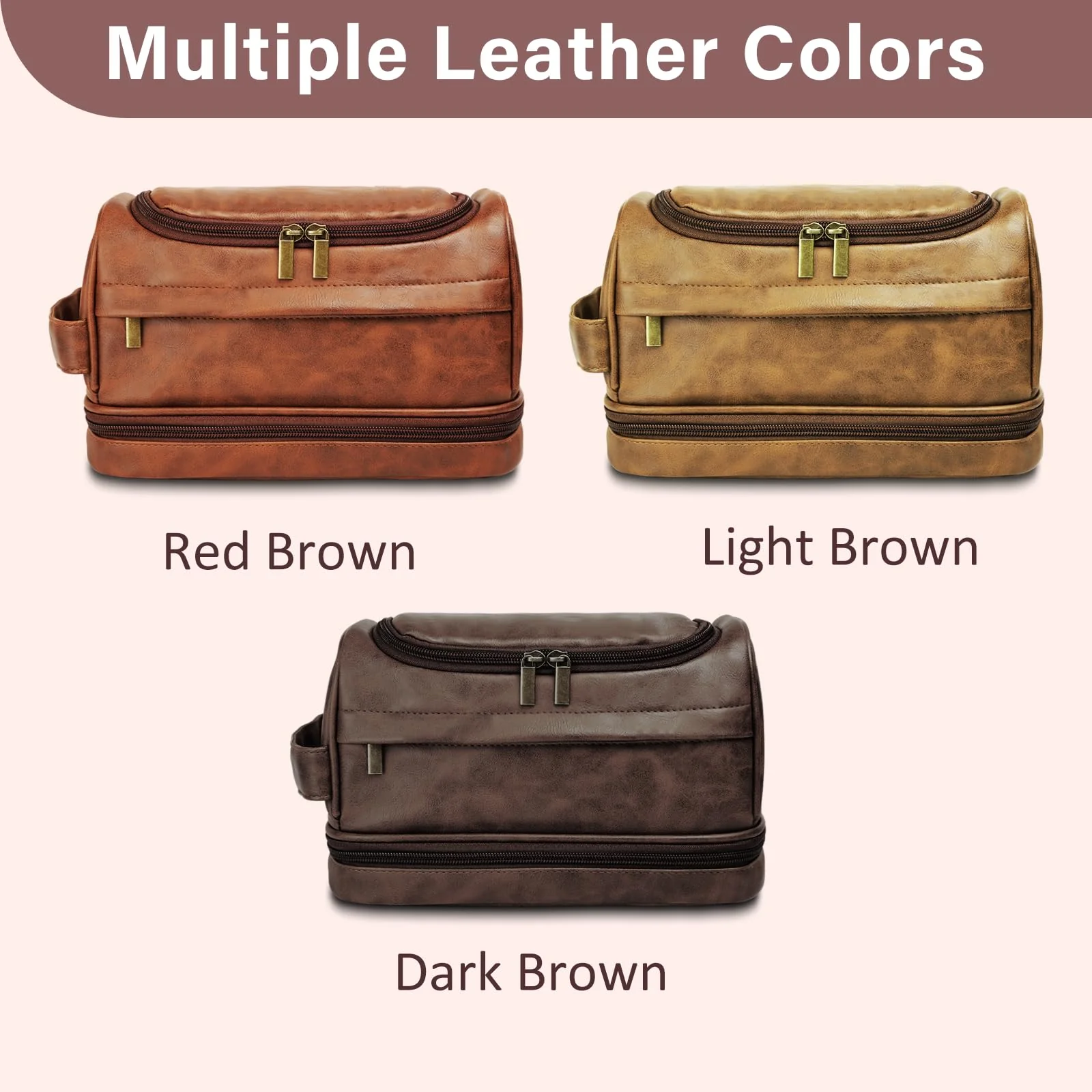 Personalized Toiletry Bag for Men, Gifts for Men, Christmas, Custom Leather Travel Shave Kit Cosmetic Hygiene Bag, Engraved Pattern Text, Ideal for Him, Dad, Groomsmen, Birthday, Anniversary, Father - Image 4