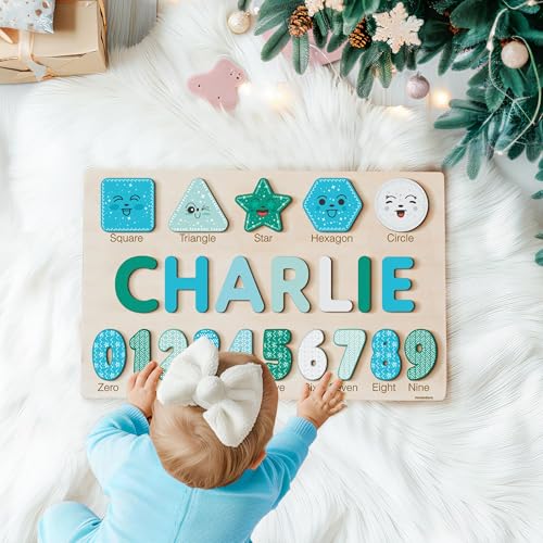 Personalized Wooden Name Puzzle with Numbers and Shapes, Custom Gift for Baby, 1st, Newborn Gift, Baby Shower, 1st Birthday, Educational Toys for Toddlers, Preschool Puzzle for Kids - Image 8