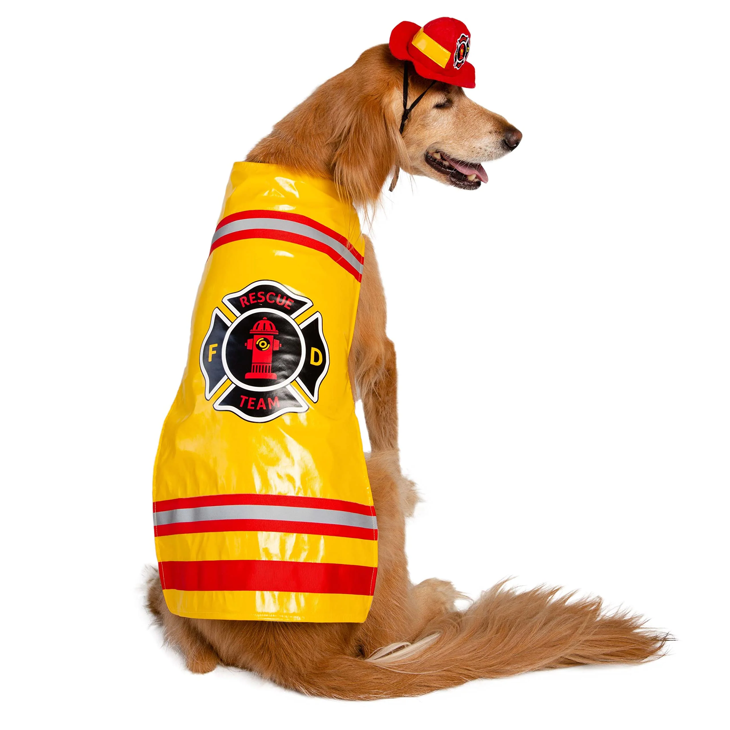 Pet Krewe Large Dog Firefighter Costume -Funny Halloween Pet Fireman Outfit Costumes for Fits Small, Medium, Large & Extra Large Pets - Perfect for Halloween, Christmas Holiday, Parties, Photoshoots - Image 4