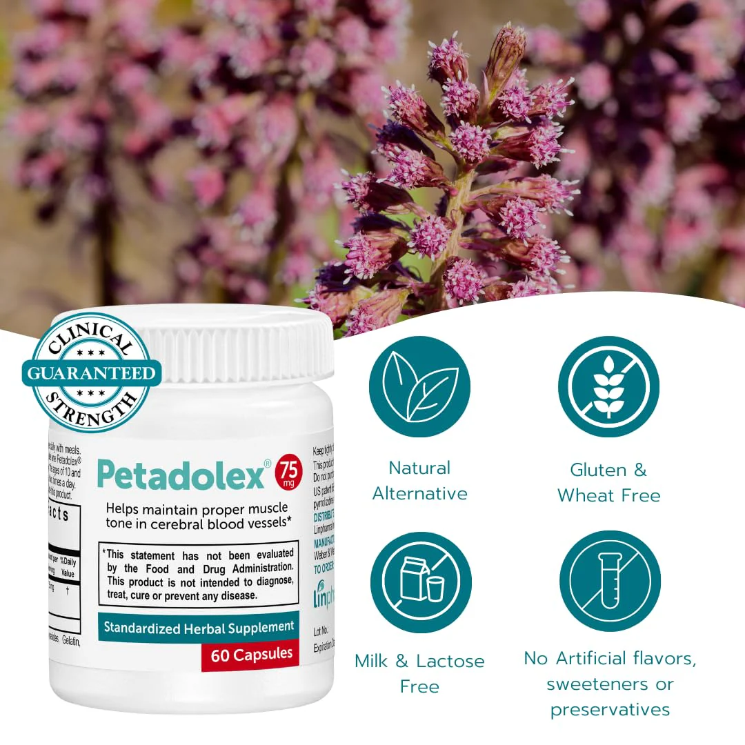 Petadolex - Migraine Relief - Patented Butterbur Root Extract, 75mg PA-Free Butterbur Extract in Gelatin Capsules, Ideal Real Butterbur for Migraines Solution Prevention - Image 4