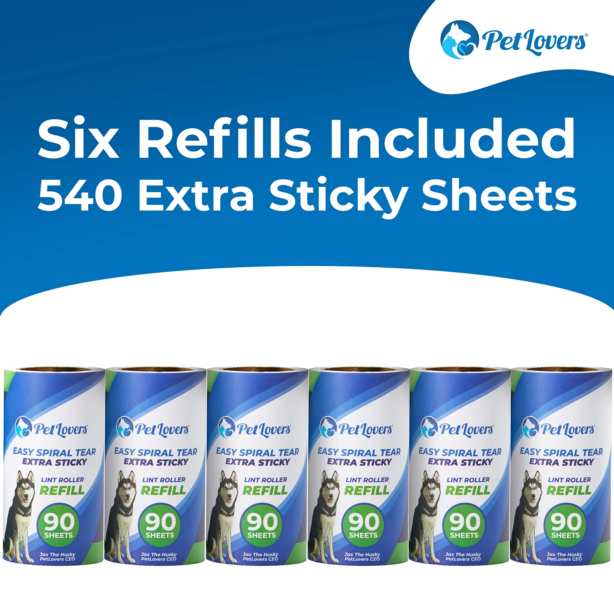 PetLovers Extra Sticky Lint Roller 6 Pack of Refills Only - No Handle Included - 90 Sheets Per Refill 540 Sheets Total - Image 3