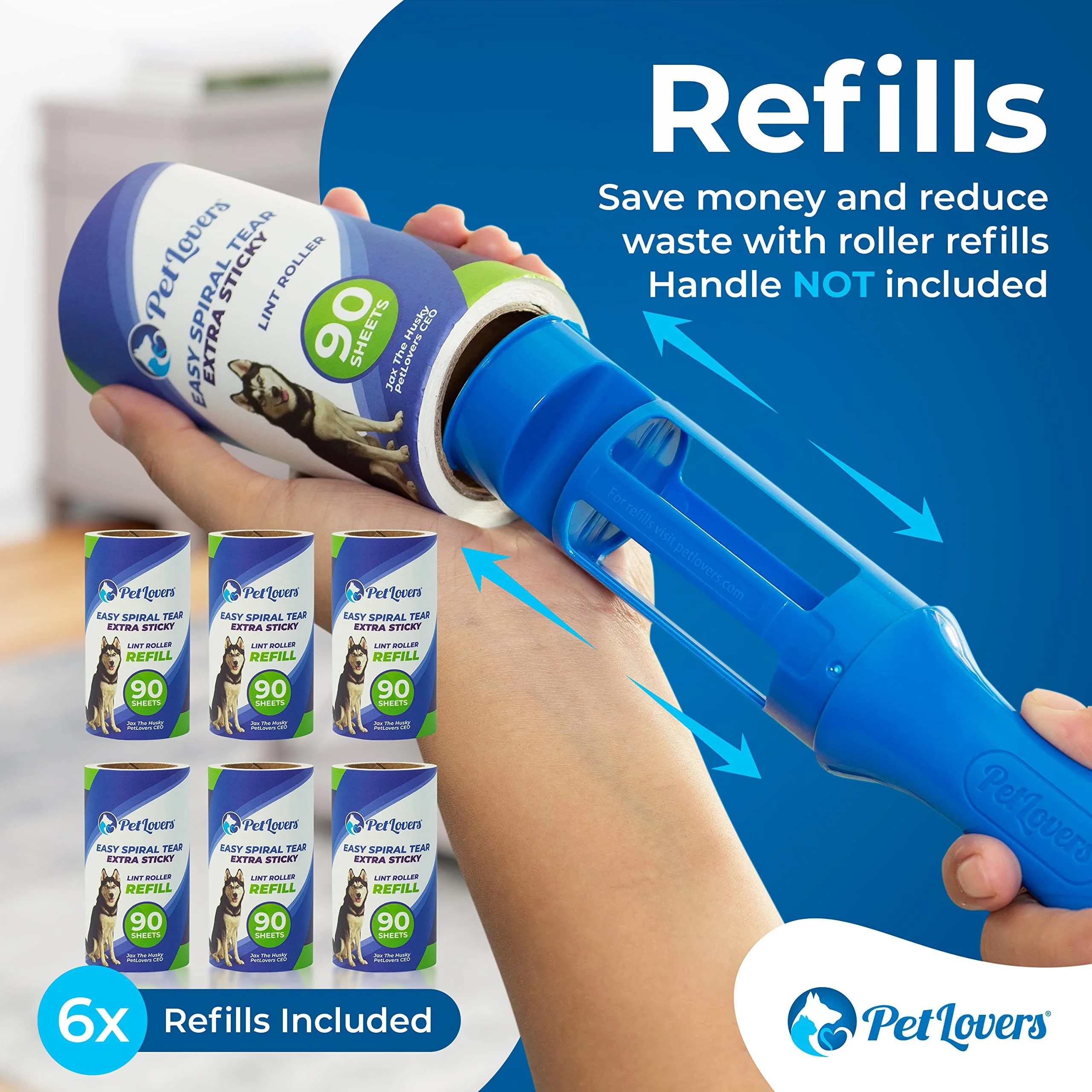 PetLovers Extra Sticky Lint Roller 6 Pack of Refills Only - No Handle Included - 90 Sheets Per Refill 540 Sheets Total - Image 6