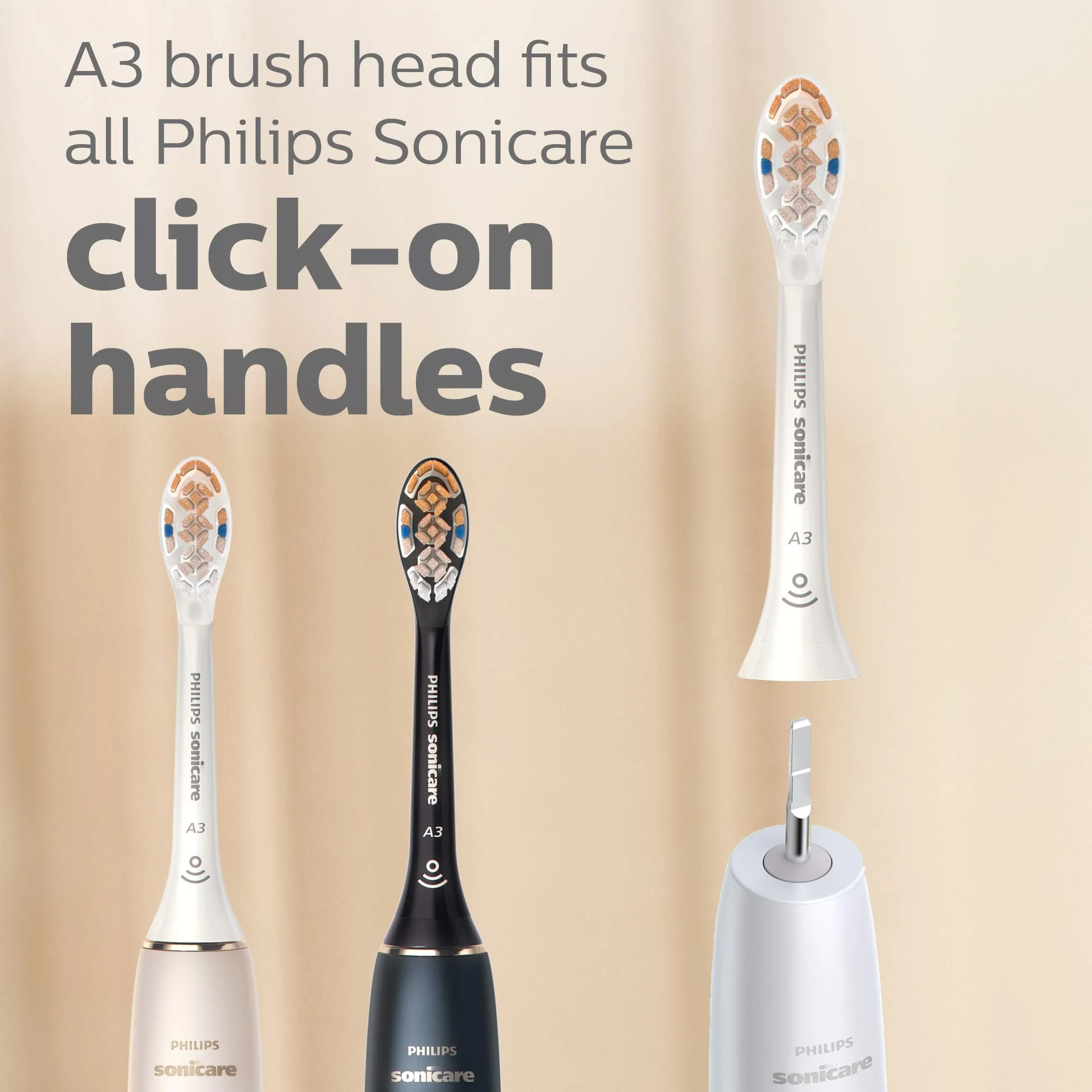 Philips Sonicare Premium All-in-One (A3) Replacement Toothbrush Heads, Gum Care, Plaque Removal, Whitening, One Year Supply, 4 Brush Heads, Black, HX9094/95 - Image 4