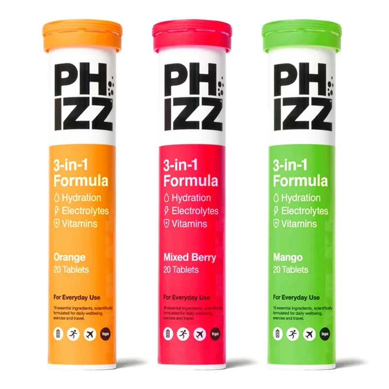 Phizz Electrolytes, Multivitamin & Hydration Tablets - 60 Effervescent Rehydration Electrolyte Tablets - 18 Vitamins & Minerals, Vitamin C, Vegan & Low Calorie