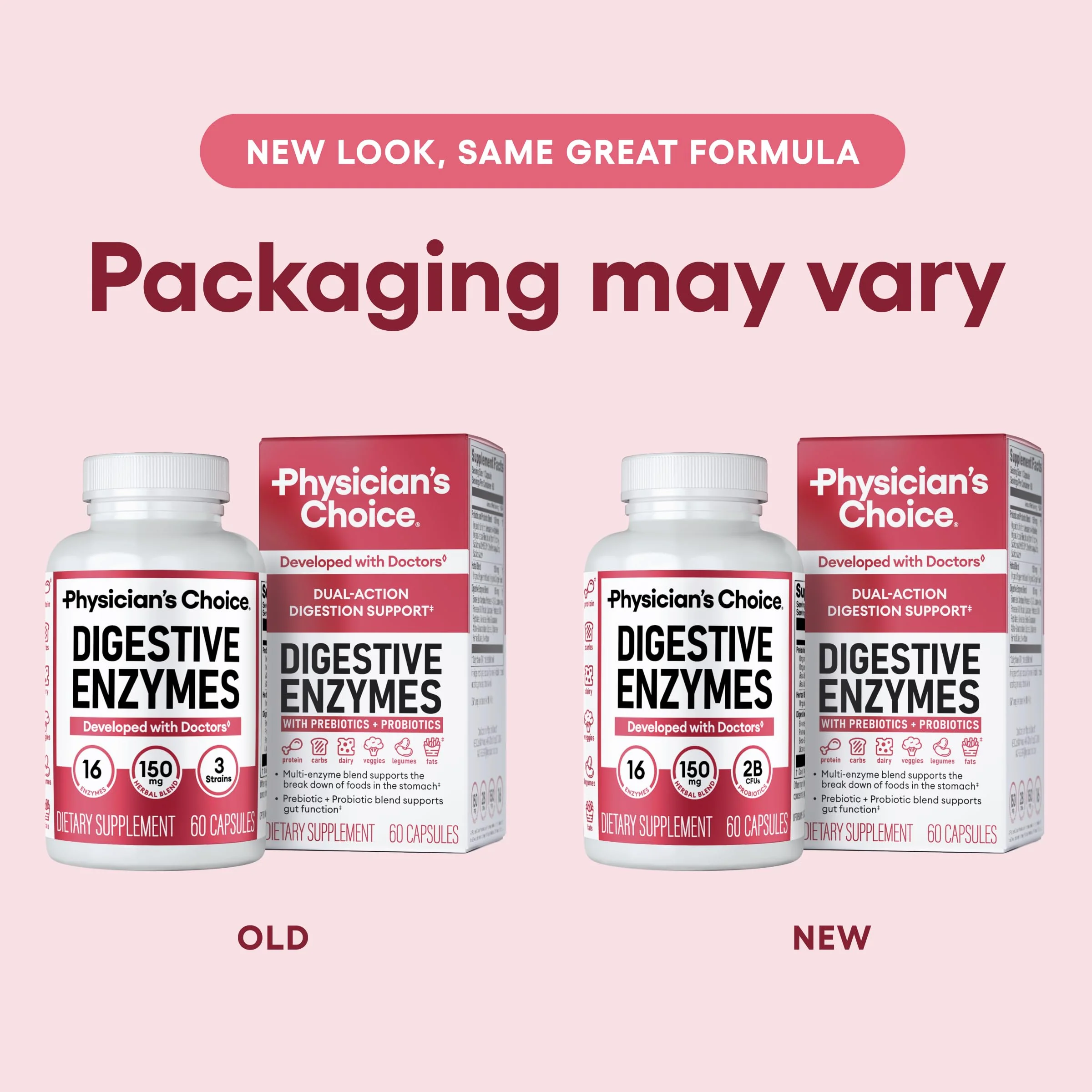 Physician's CHOICE Digestive Enzymes - Multi Enzymes, Organic Prebiotics & Probiotics for Digestive Health & Gut Health - Meal Time Discomfort Relief & Bloating - Dual Action Approach - 180 CT - Image 2