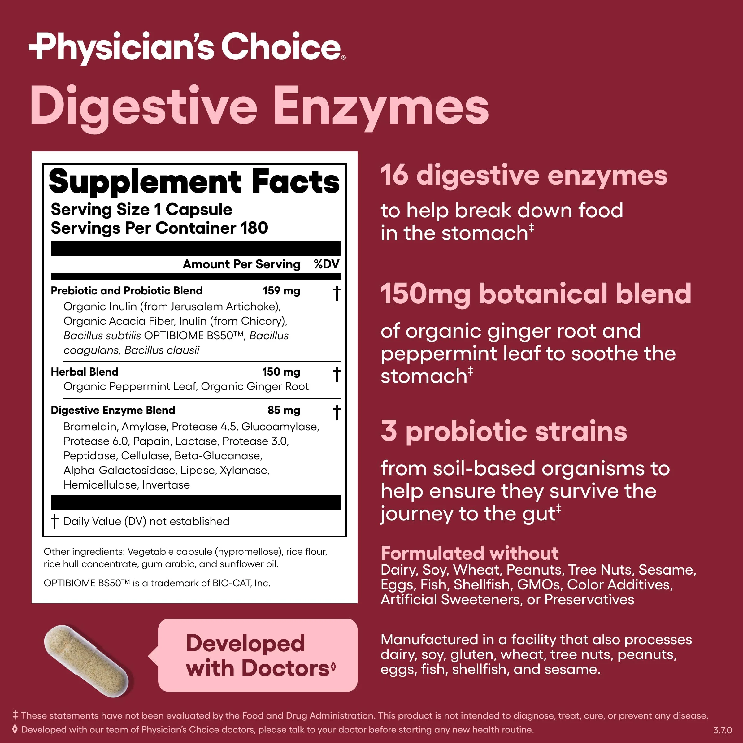 Physician's CHOICE - Optimal Gut Health Bundle: 60 Billion Probiotic 60ct + Digestive Enzyme 180ct for Digestive Comfort and Immune Support - Value Bundle - Image 2