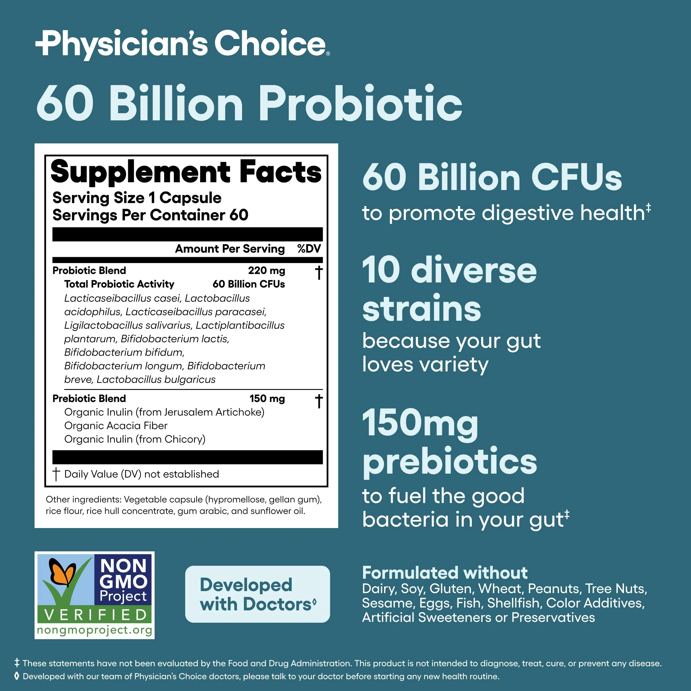 Physician's CHOICE - Optimal Gut Health Bundle: 60 Billion Probiotics 60ct + Digestive Enzymes for Digestive Comfort and Immune Support - Image 6