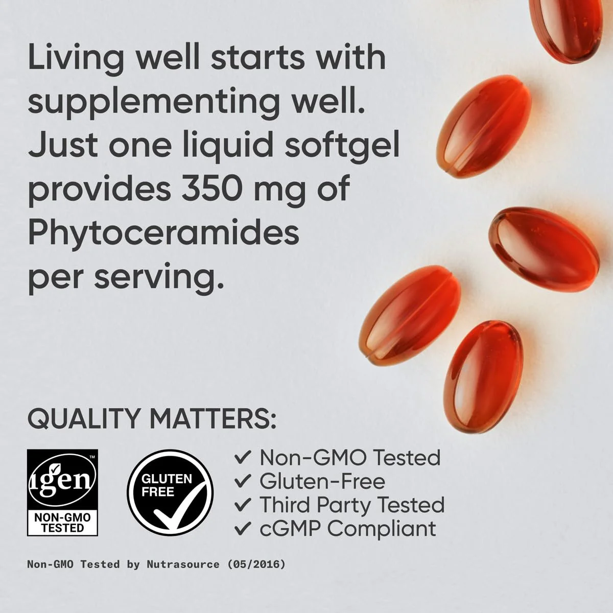 Phytoceramides 350mg per softgel - Plant Derived Ceramides for Healthy Skin and Hydration - Non GMO with No Fillers or Synthetic Vitamins - 30 Liquid softgels - Image 6