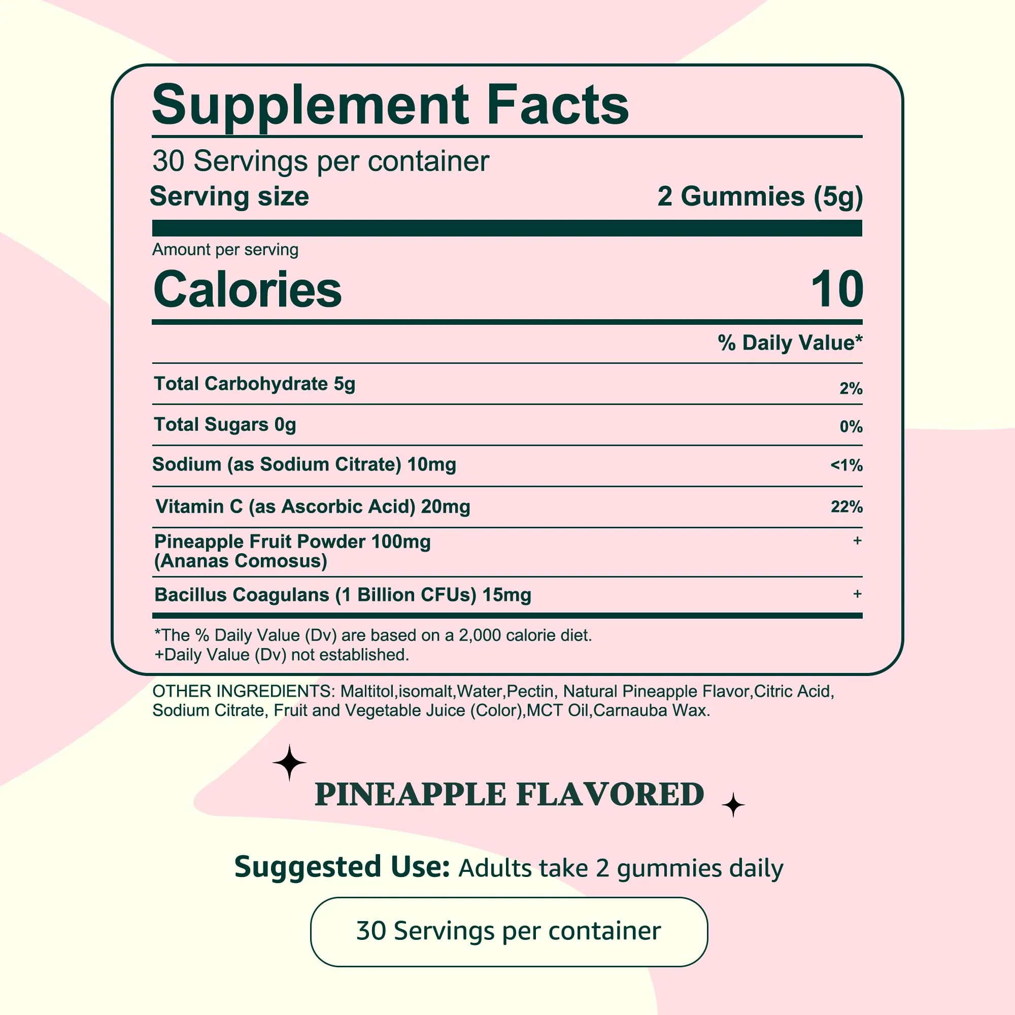 Pineapple Gummies for Women pH - Vital Feminine Balance Gummies Source for Odor and Flora Health & Wellness, Probiotics Vaginal Gummy, Hawaiian Pineapple, Gluten-Free, Vegan (60 Counts - 30 Servings) - Image 2