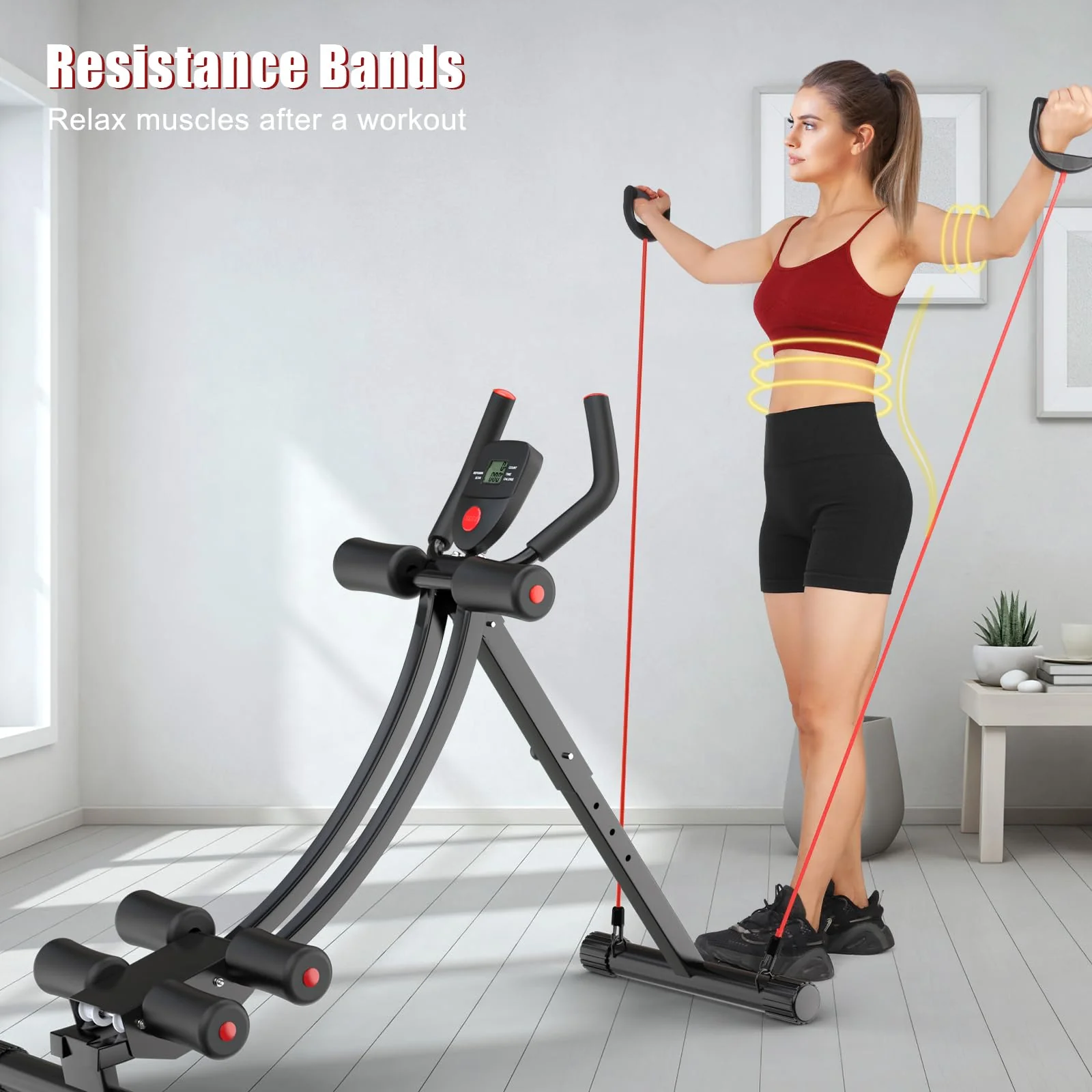 PINJAT Ab Workout Equipment, Ab Machine for Women, Adjustable Core Abdominal Exercise Fitness Equipment, Foldable Waist Trainer Ab Crunch Home Gym Systems for Beginners - Image 3