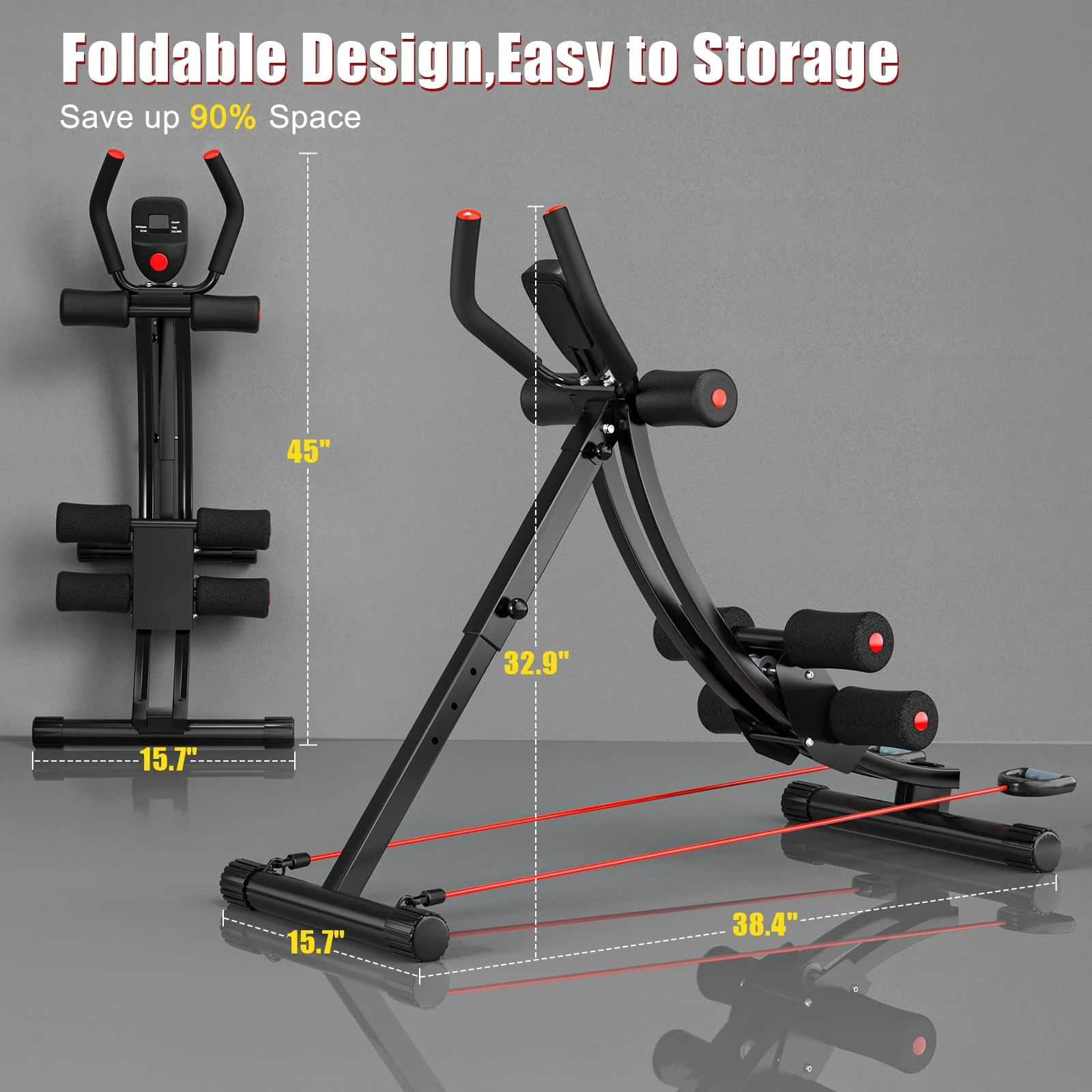 PINJAT Ab Workout Equipment, Ab Machine for Women, Adjustable Core Abdominal Exercise Fitness Equipment, Foldable Waist Trainer Ab Crunch Home Gym Systems for Beginners - Image 4
