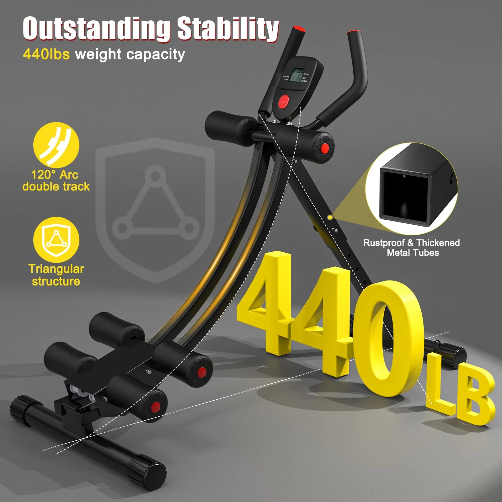 PINJAT Ab Workout Equipment, Ab Machine for Women, Adjustable Core Abdominal Exercise Fitness Equipment, Foldable Waist Trainer Ab Crunch Home Gym Systems for Beginners - Image 7