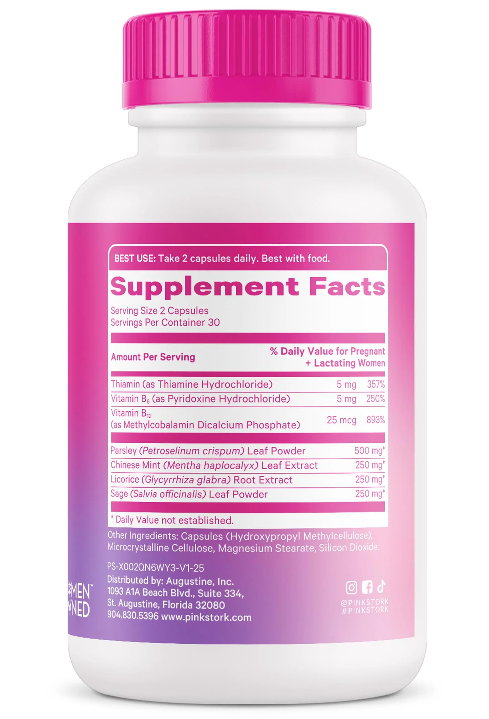 Pink Stork No Flow: Dry Up Breast Milk Supply with Sage, Parsley, and B Vitamins, Postpartum Essentials for Women to Stop Breastfeeding and Decrease Milk Production, 60 Capsules - Image 3