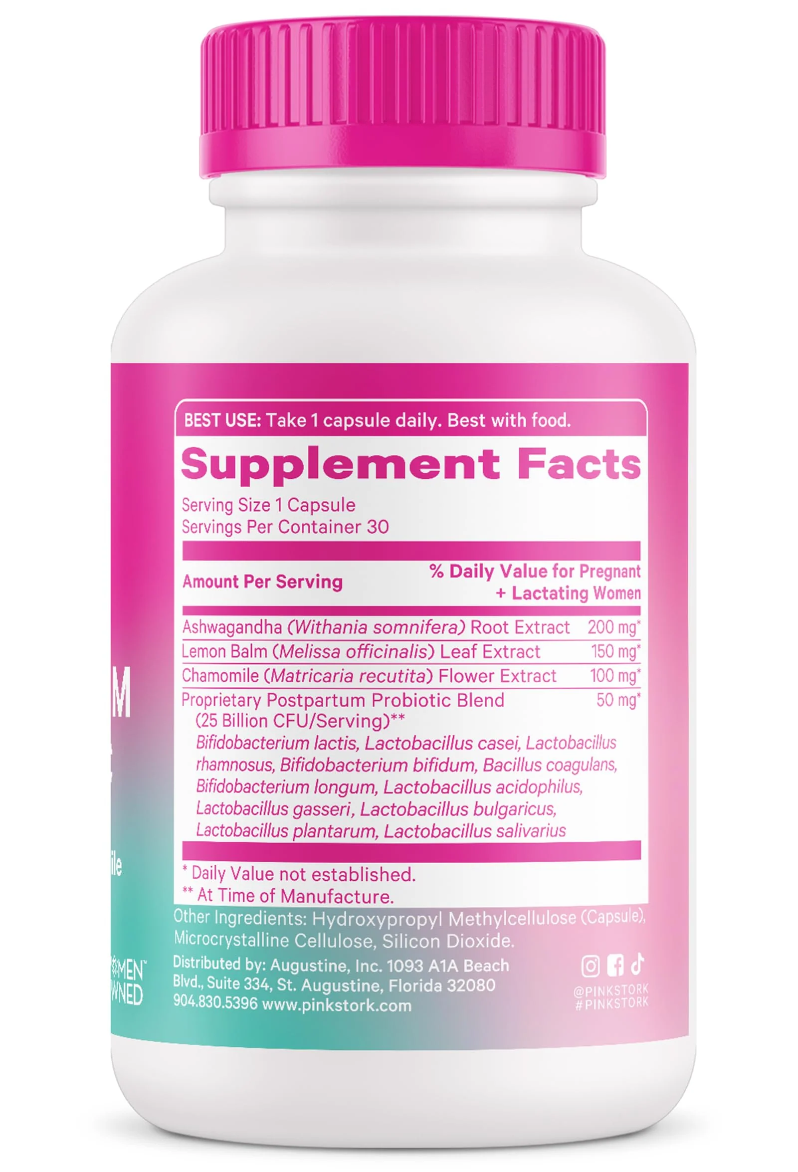 Pink Stork Probiotics for Postnatal Women - 30 Billion CFUS with Ashwagandha and Chamomile, Postpartum Essentials for Hormone Balance, Mood Support, Gut Health, Digestive Wellness, 30 Capsules - Image 4