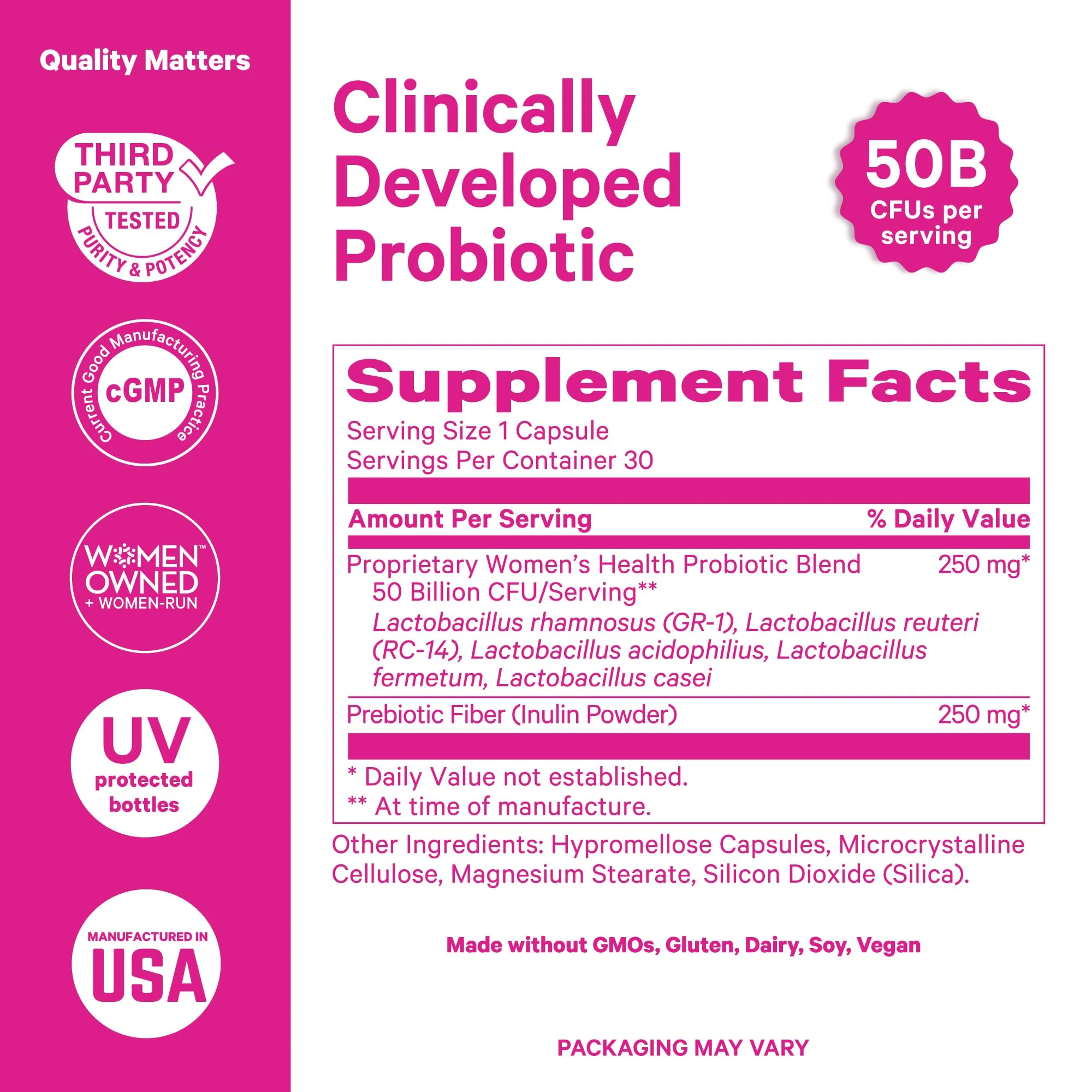 Pink Stork Women’s Probiotic Capsules – 50 Billion CFU Probiotics and Prebiotics – Supports Vaginal Flora, pH Balance, Gut Health, Mood + Digestive Wellness – Dairy-Free, Vegan, Non-GMO – 30 Count - Image 7