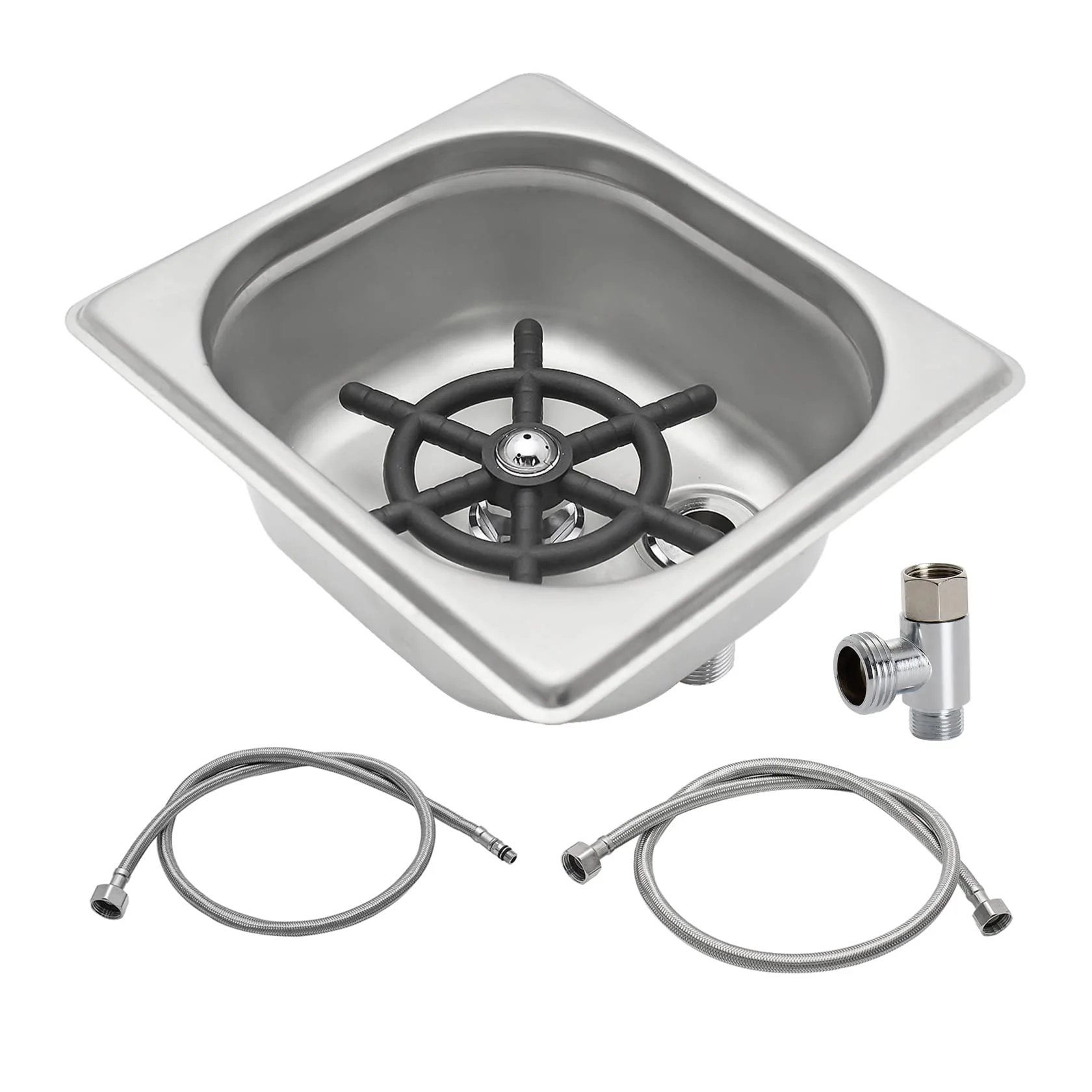 Pitcher Rinser , DIBTSA Automatic Glass Cup Washer , 304 Stainless Steel Coffee Milk Tea Cup Cleaner, for Home Kitchen Hotel Bar Restaurant (6.9x6.3x2.6 Inch)
