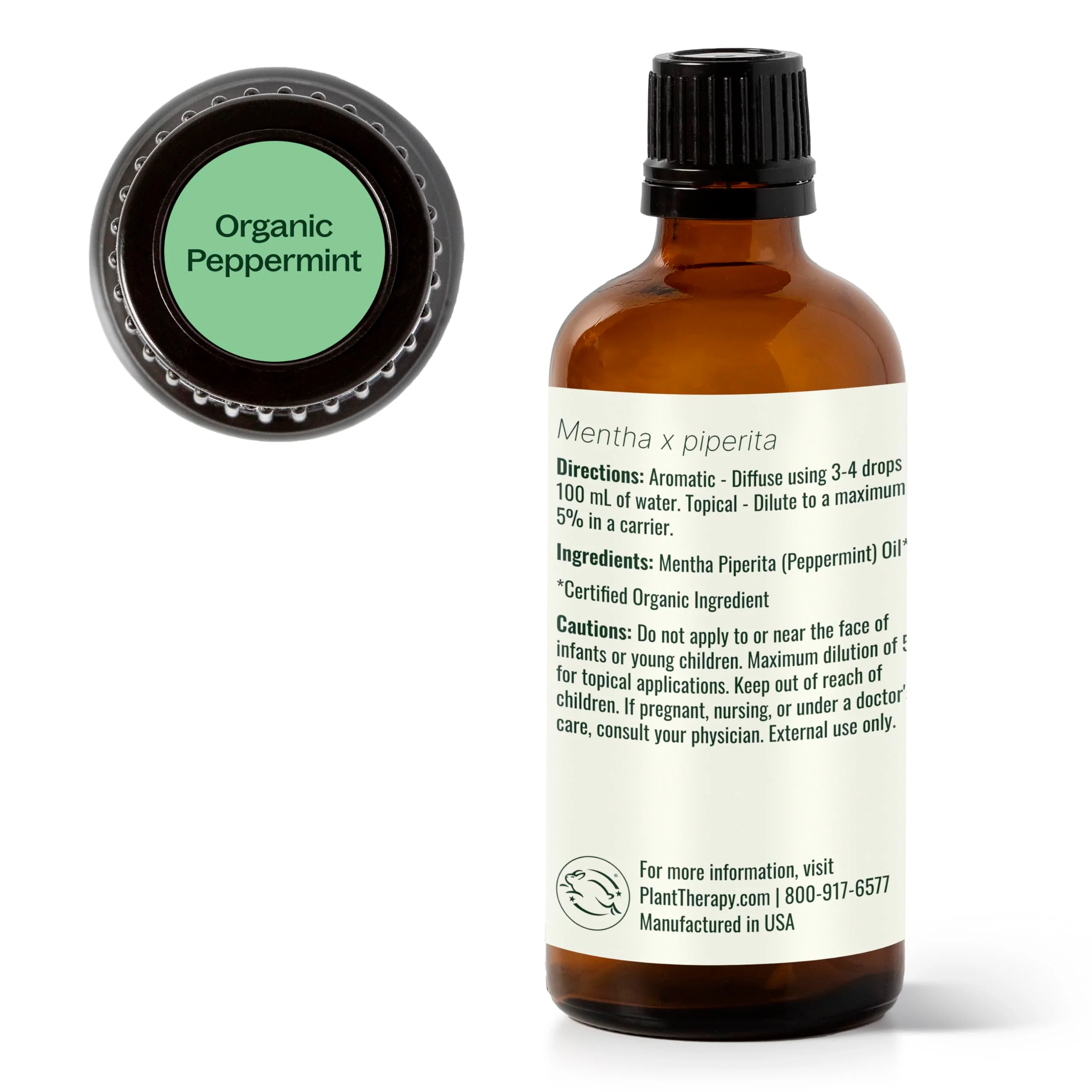 Plant Therapy Organic Peppermint Essential Oil 100% Pure, USDA Certified Organic, Undiluted, Natural Aromatherapy, for Diffusion, Skin, Hair, Therapeutic Grade 100 mL (3.3 oz) - Image 3