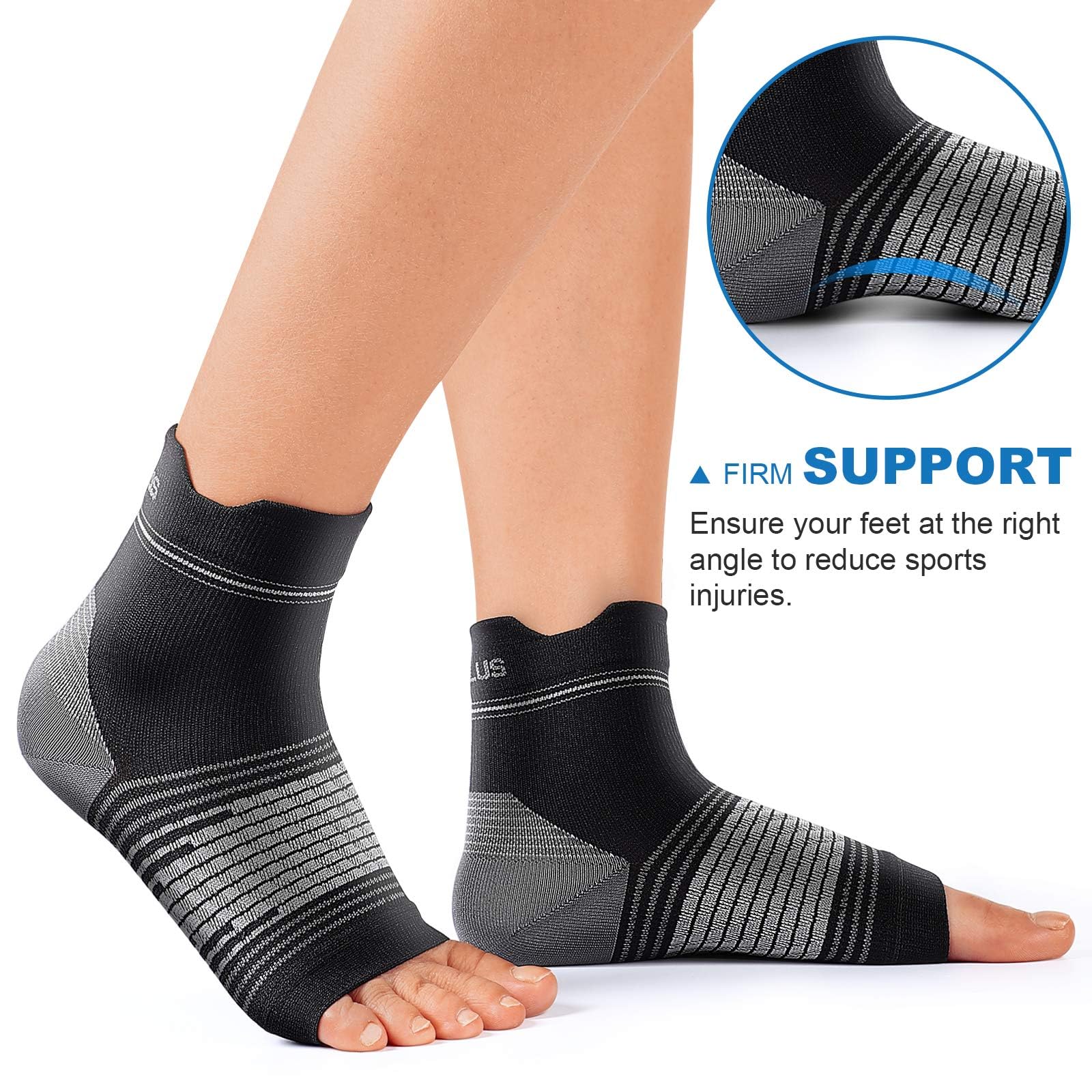 Plantar Fasciitis Sock (6 Pairs) for Men and Women, Compression Foot Sleeves with Arch and Ankle Support, Black, X-Large - Image 5