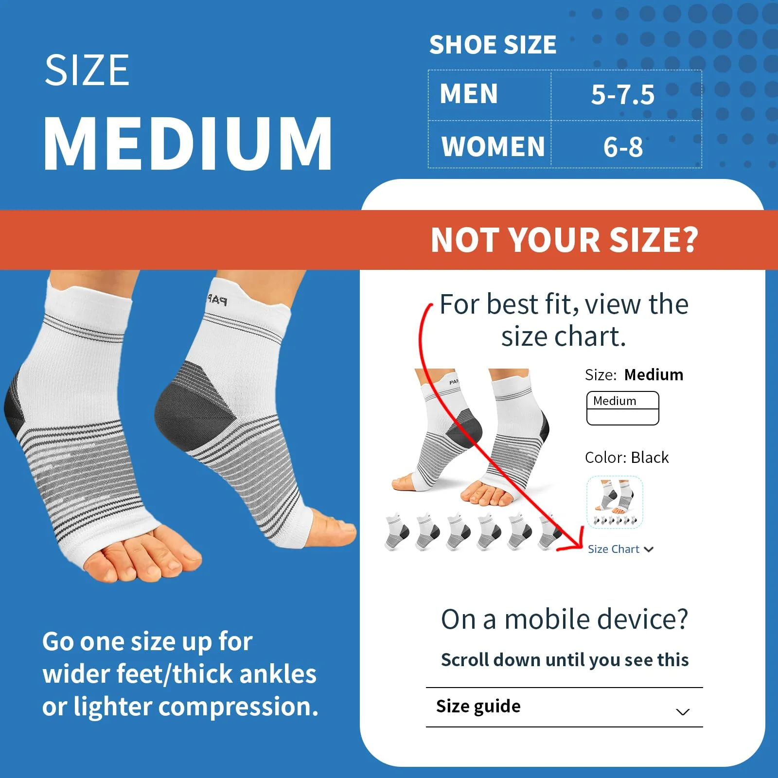 Plantar Fasciitis Sock (6 Pairs) for Men and Women, Compression Foot Sleeves with Arch and Ankle Support (White, Medium) - Image 6