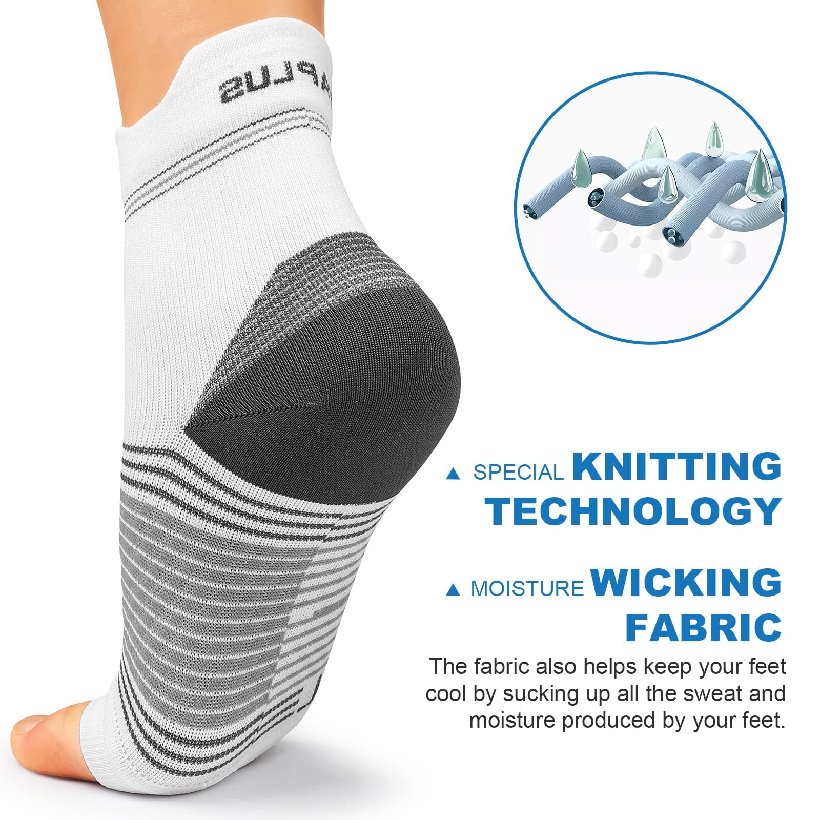 Plantar Fasciitis Sock (6 Pairs) for Men and Women, Compression Foot Sleeves with Arch and Ankle Support (White, Small) - Image 4