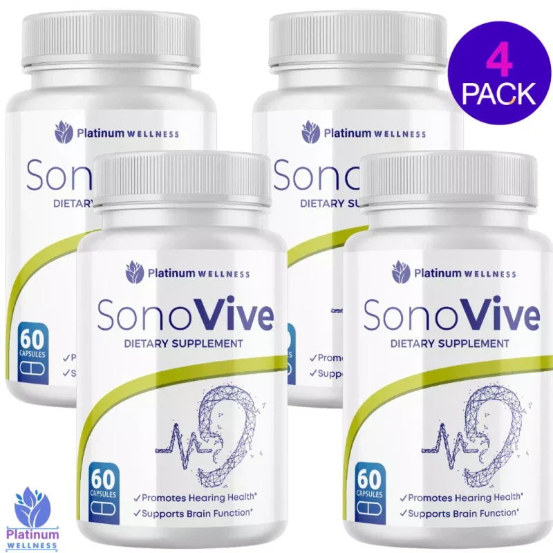 Platinum Wellness 4 Pack- Sonovive Capsules Hearing Supplement Sonovia (60 Capsules