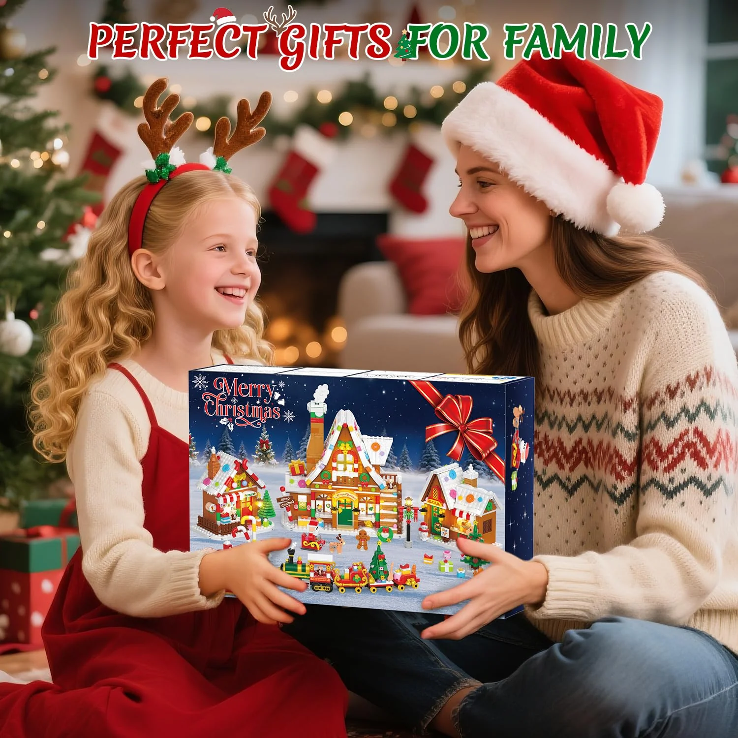PLAXSOON Christmas Gingerbread House Village Mini Building Set with Lights, 1955 PCS Holiday Village Building Block Toy with Xmas Tree Train Santa for Home Decor, Gift for Adults Kids Girls Boys 14+ - Image 8