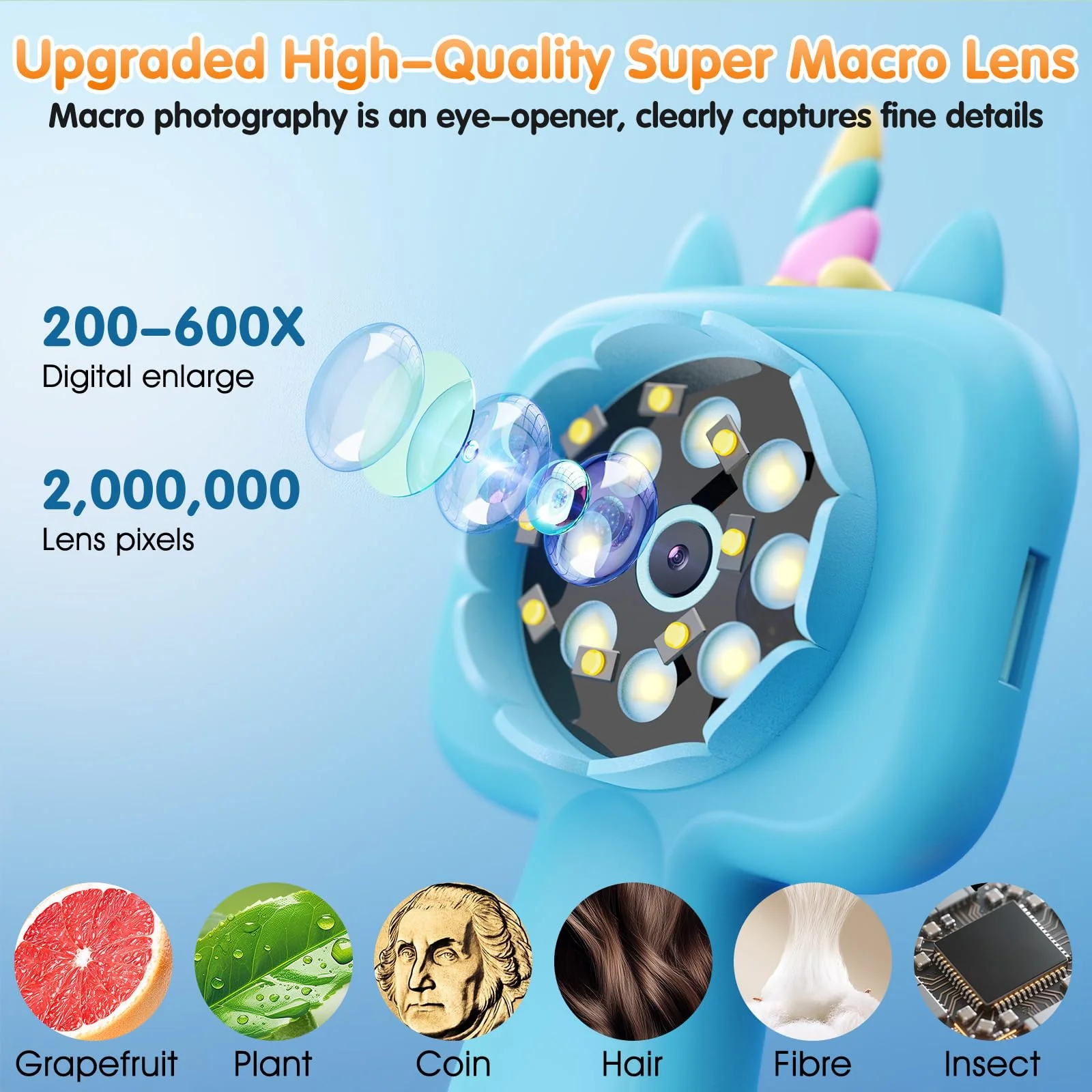 Pocket Microscope for Kids, 2.4" Screen 600X Portable Digital Microscope Handheld, STEM Educational Science Kit Toys for Age 3 4 5 6 7 8 9 10 11 12 13 Years Old Kids Christmas Birthday Gifts - Image 6