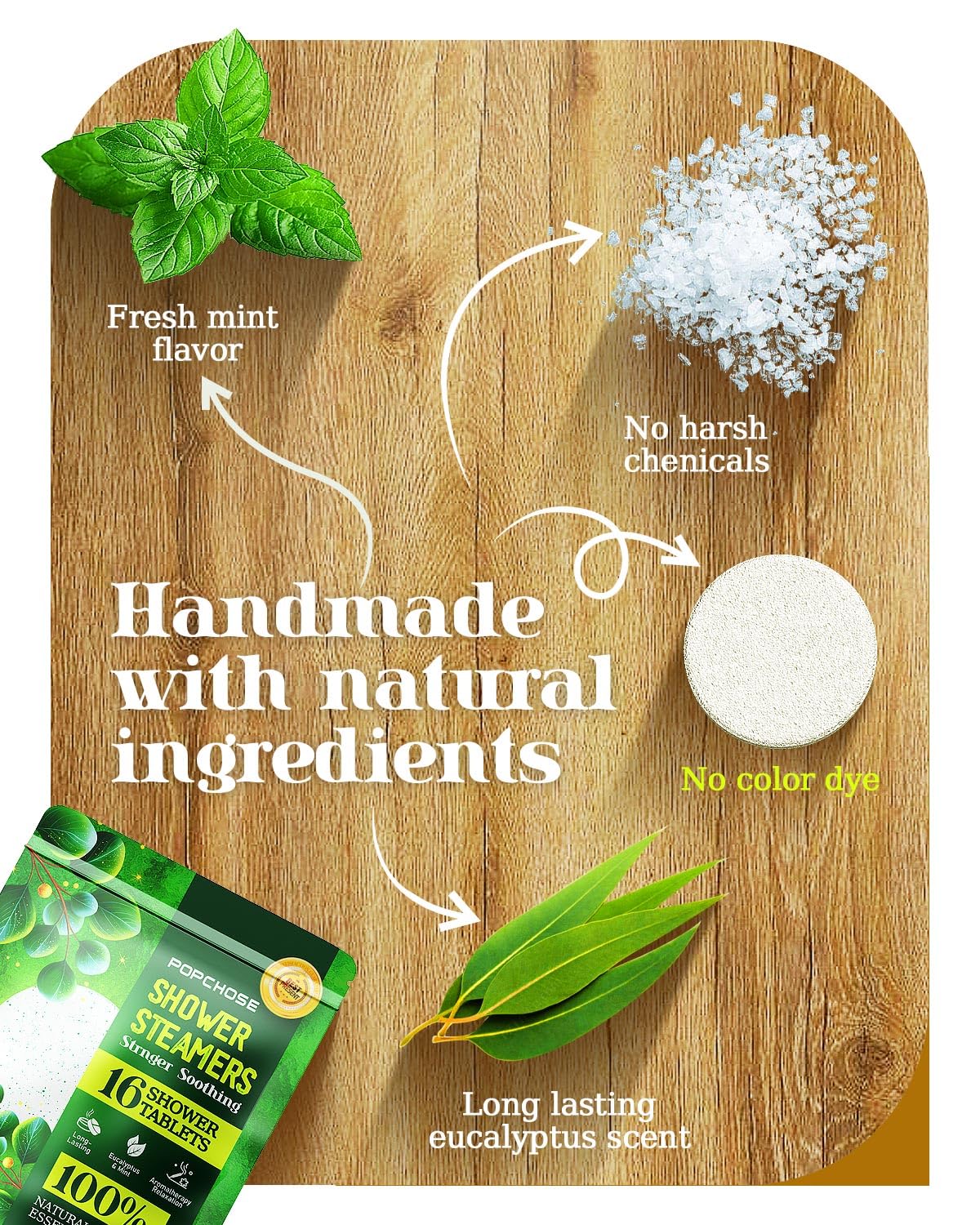 POPCHOSE Shower Steamers Aromatherapy, 16 Pack Christmas Stocking Stuffers for Adults, Eucalyptus for Shower- Birthday Gifts for Women, Quick Relief Nasal Congestion, Home SPA & Self Care Relaxation - Image 7