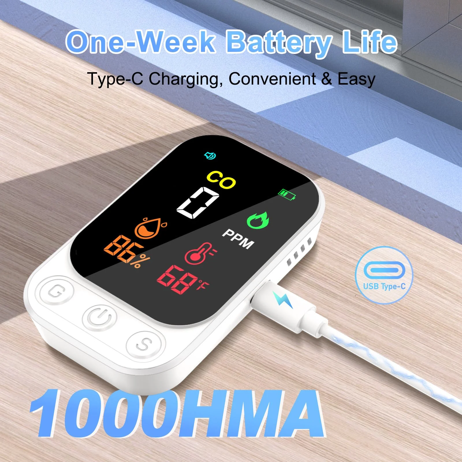 Portable Carbon Monoxide Detectors, 3-in-1 CO Detector – Mini CO, Temp & Humidity Sensor with 85 dB Alarm, Fold-Out Kickstand & Lanyard, Ultra-Low-Power Plug-Free Safety for Home, RV, Camp or Hotel - Image 5