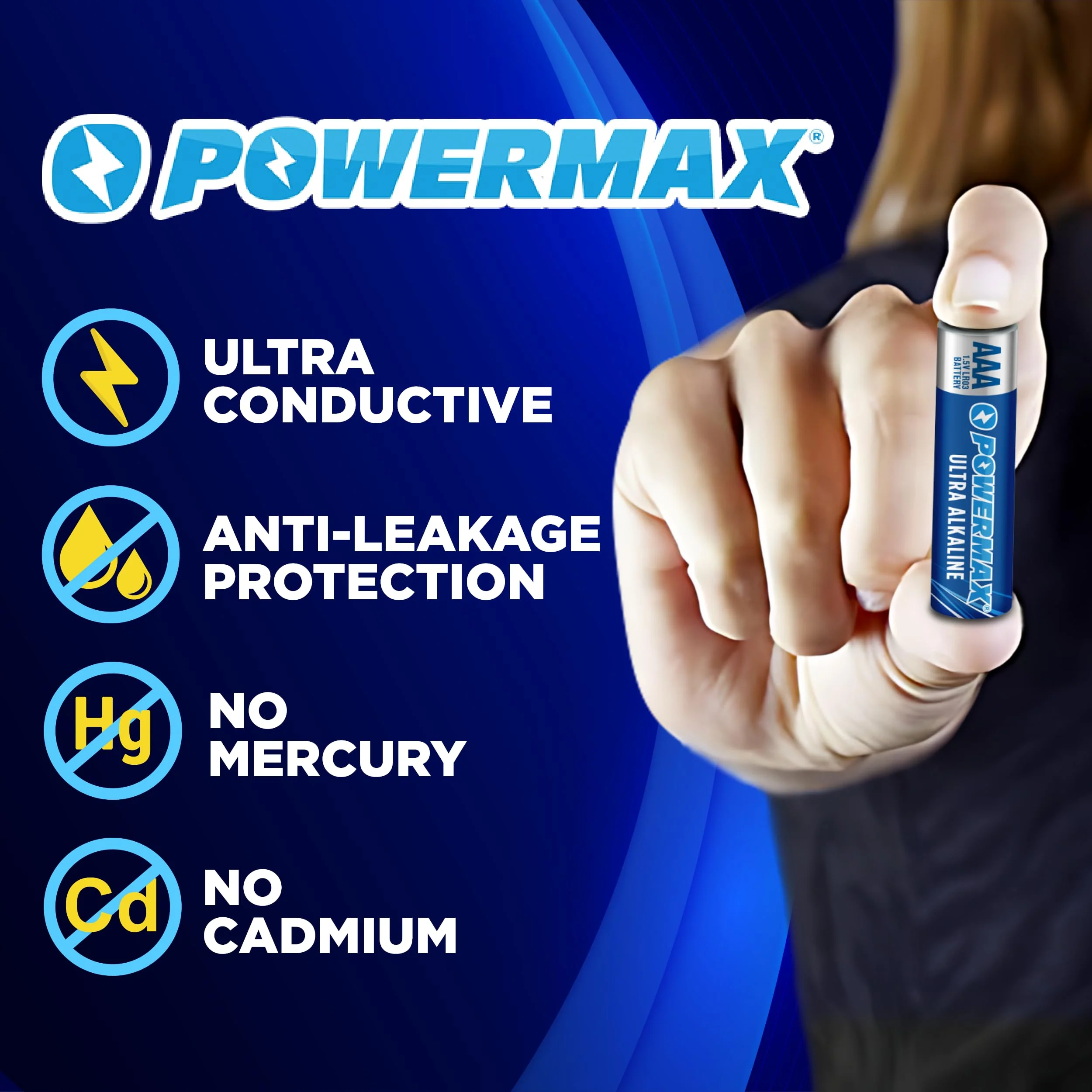 Powermax 100-Count Triple AAA Batteries, Ultra Long Lasting Alkaline Battery for Home and Office, 10-Year Shelf Life, Reclosable Packaging - Image 3