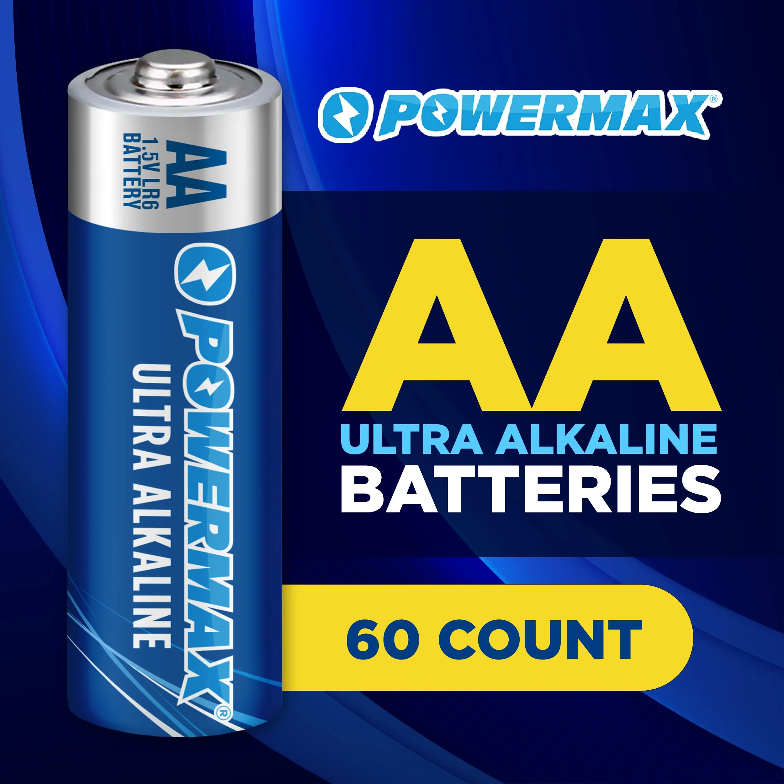 Powermax 60-Count Double AA Batteries, Ultra Long Lasting Alkaline Battery for Home and Office, 10-Year Shelf Life, Reclosable Packaging - Image 6