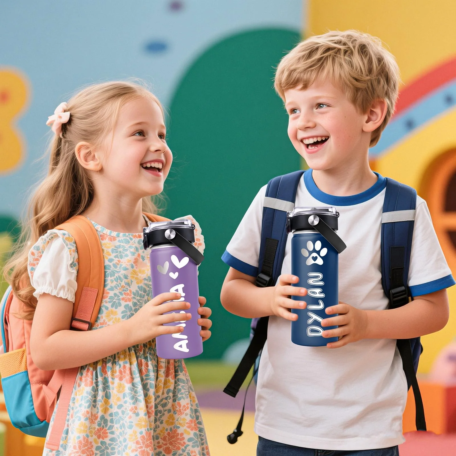 Pozetazas Personalized Water Bottles for Kids, Custom 18 oz Water Bottle for School with Engraved Name, Stainless Steel Tumbler for Kids with Straw, Birthday Christmas Gifts for Girls Boys - Image 8