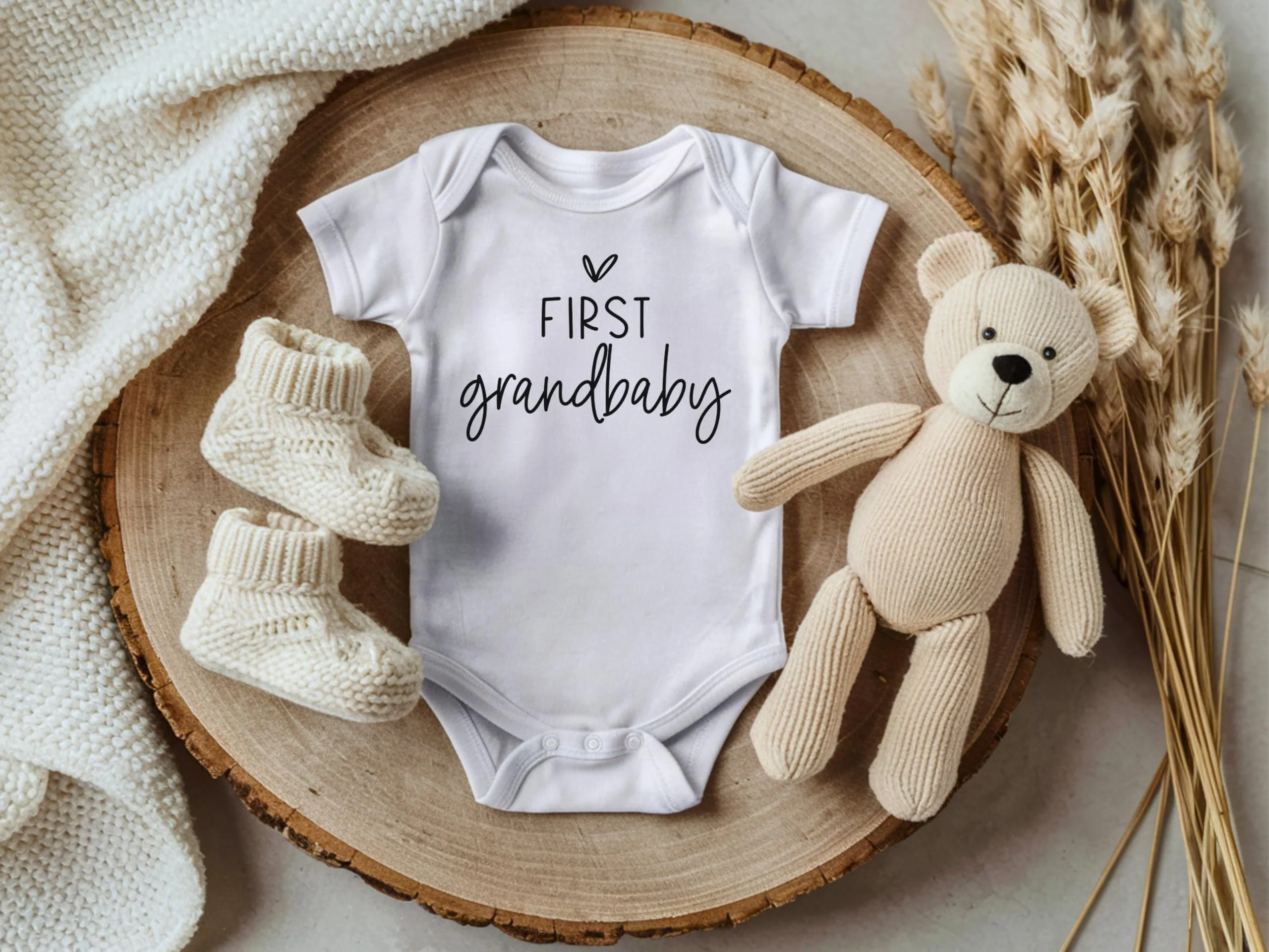 Pregnancy Announcement Infant Bodysuit First Grandbaby Gift for Grandparents | New Baby Surprise (0-3 month, White) - Image 4