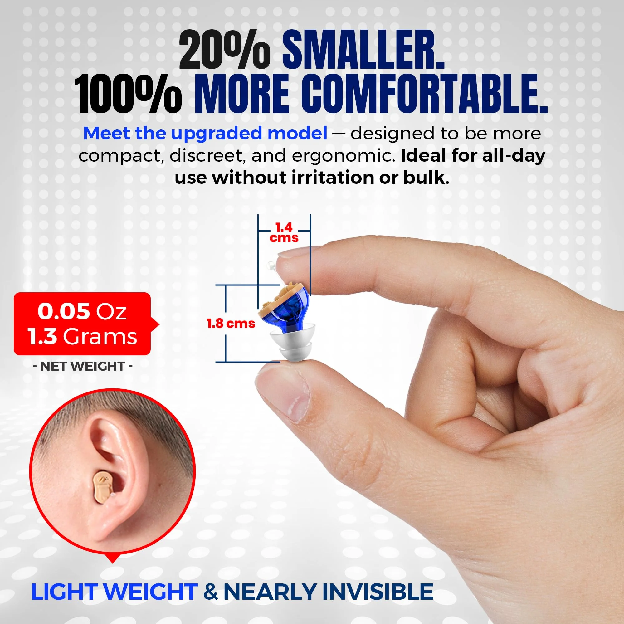 Premium Digital Hearing Aids for Seniors - Invisible in Canal (CIC) In-Ear Mini Sound Enhancer Set, Near-Invisible, Noise Cancelling, Personal Sound Hearing Amplifier - Pair - MZ-21 - Image 9