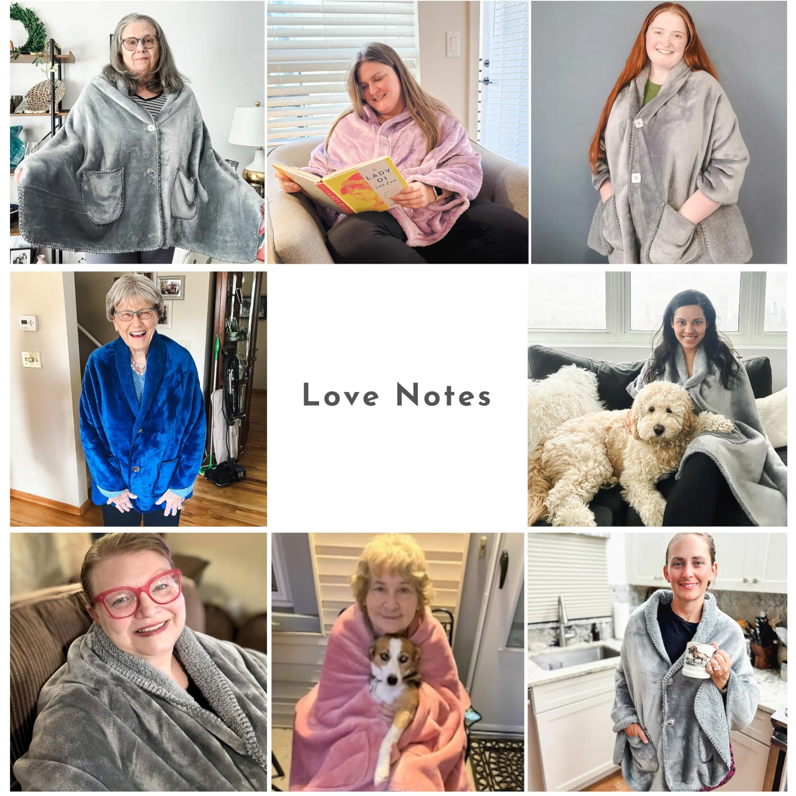 Premium Double Layer Poncho Blanket -No Sleeves Easy On Easy Off- Drape and Go- Top Christmas Gifts for Grandma, Gift for Mom and Elderly Women (Silver Grey) - Image 2