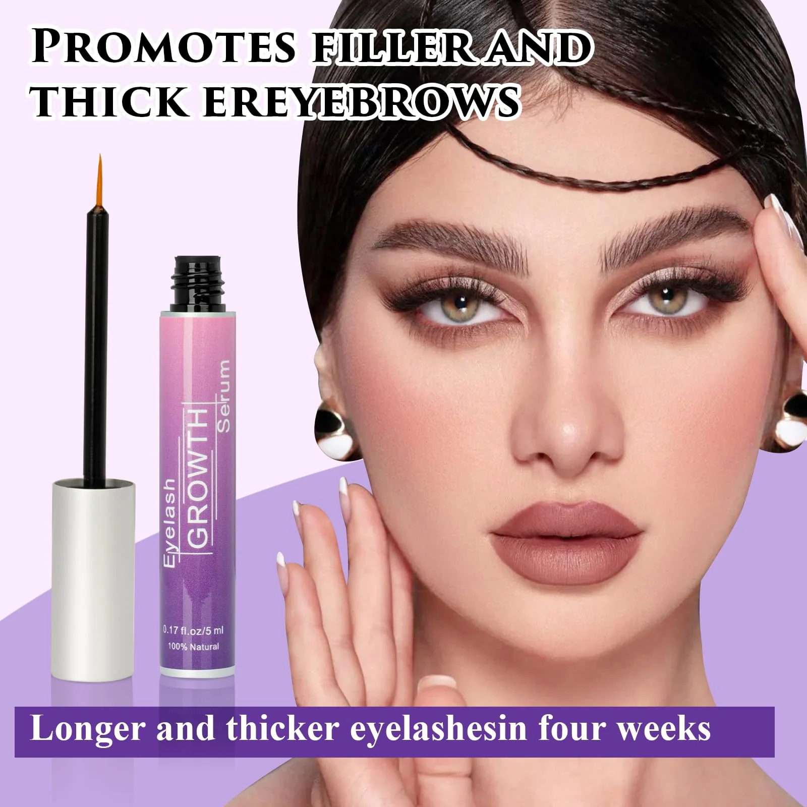 Premium Eyelash Growth Serum, Eyebrow Growth Serum, 18 Plant Extracts for Advanced Lashes Enhancer Longer, Fuller and Thicker, Natural Beauty Enhancement(5ml) - Image 7