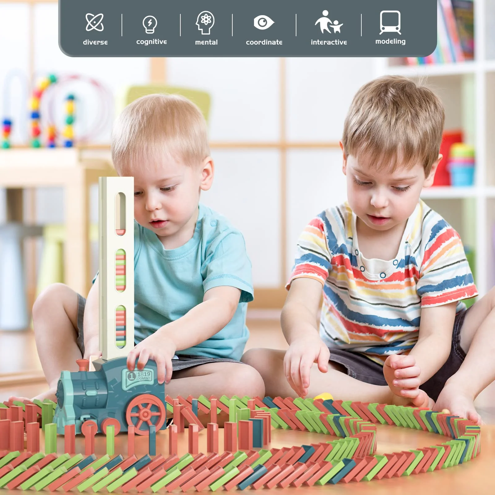 PREPHY Kids Games Domino Train Toys: Automatic Stacking Creative Game 3+ Year Old - Stem Montessori Toy for Boys 4-6 - Summer Autistic Christmas Birthday Gifts 5 6 Toddler Girls Ages 4-8 180PCS - Image 5