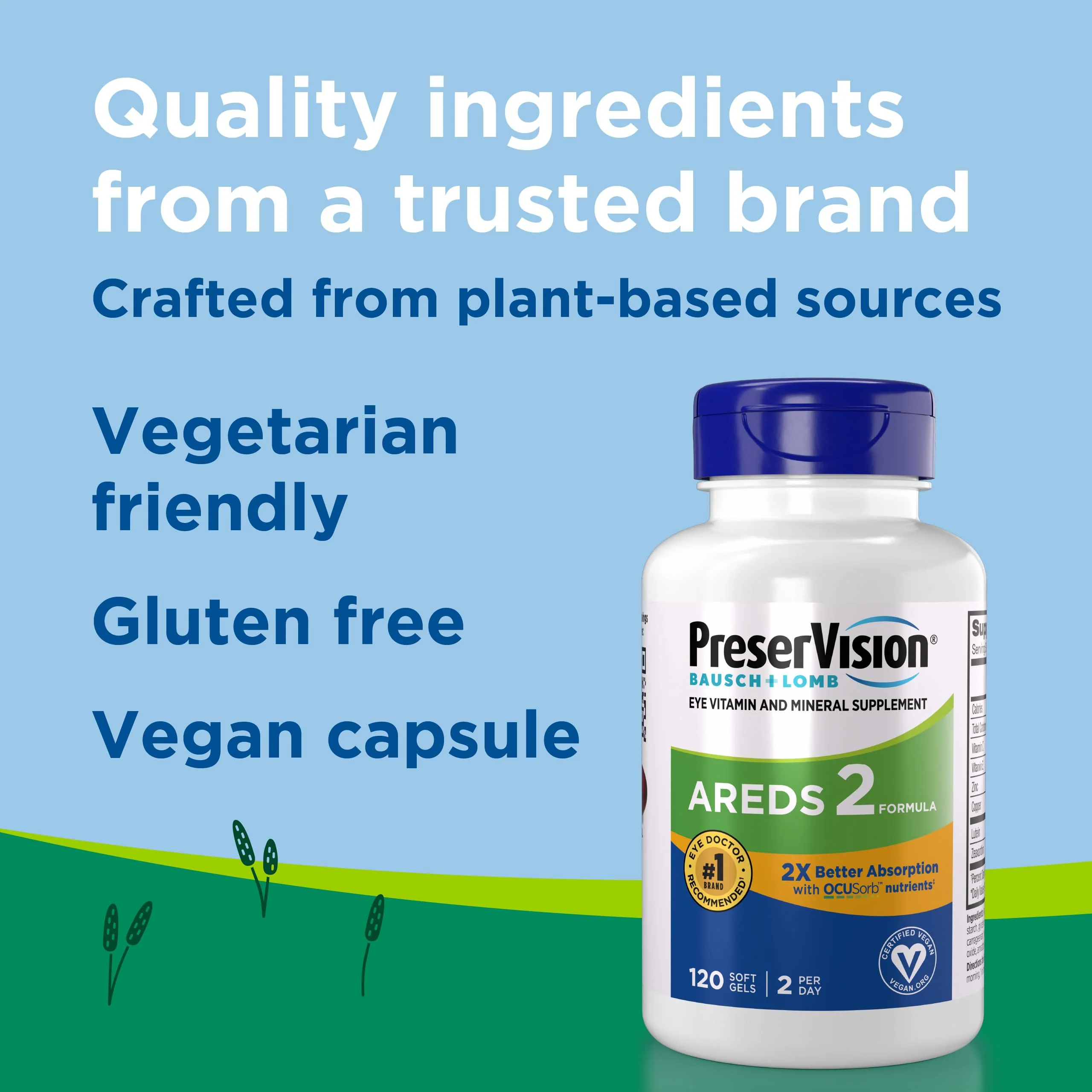 PreserVision AREDS 2 Eye Vitamin & Mineral Supplement with OCUSorb, 120 Vegan Soft Gels, Contains Lutein, Zeaxanthin, Vitamin C & E, Zinc, & Copper, Eye Health Supplements for Adults - Image 4