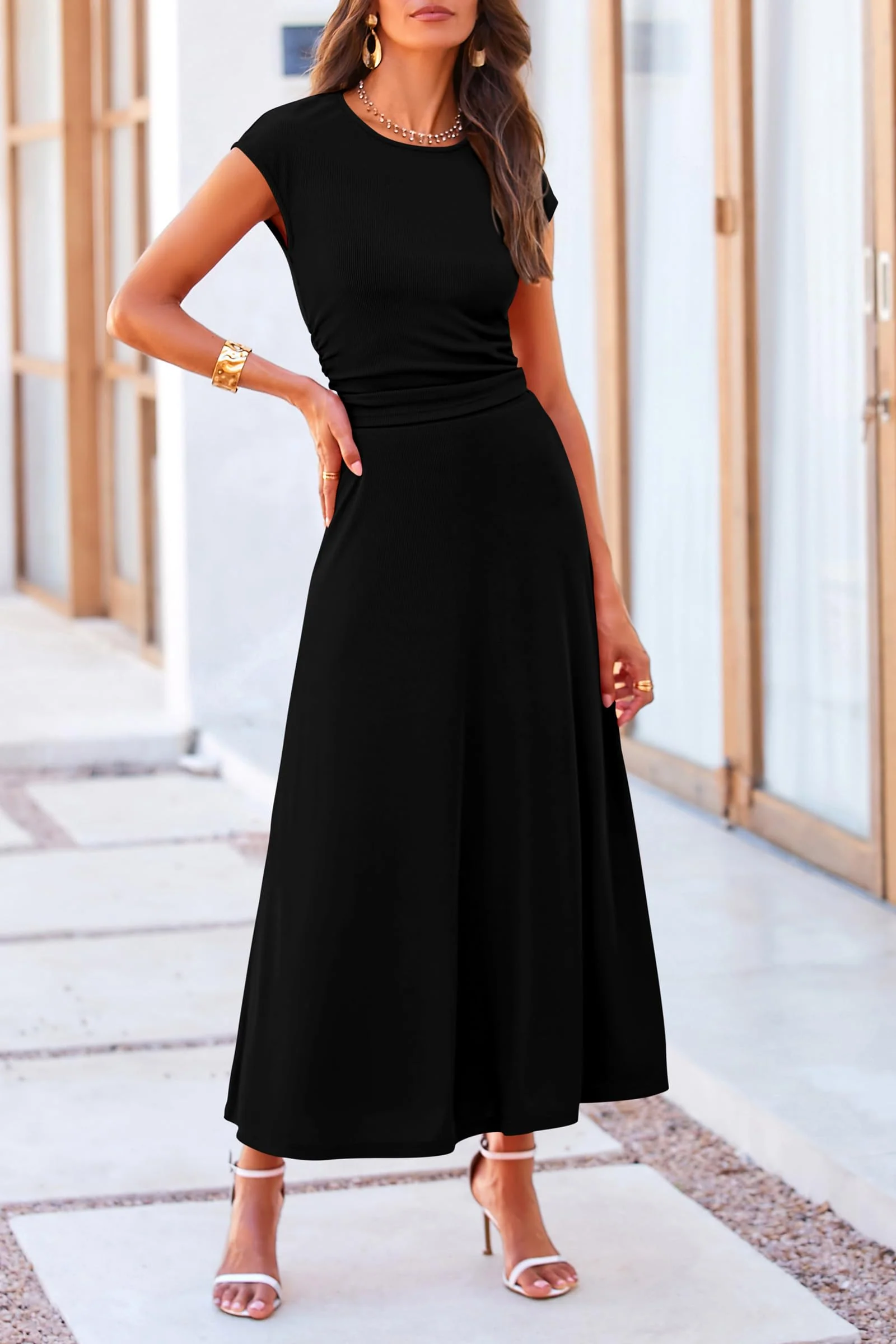 PRETTYGARDEN Two Piece Skirt Set for Women 2025 Summer Spring Dressy Casual Knit Travel Vacation Matching Lounge Outfits (Black,Medium) - Image 6