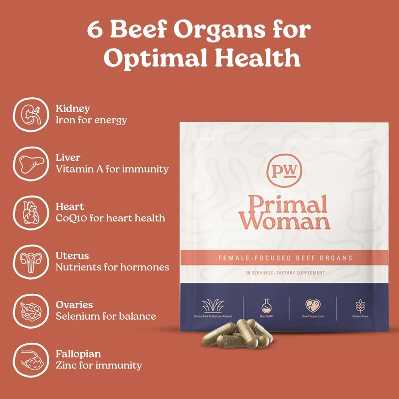 Primal Woman Primal Woman Beef Organ Supplement for Women - Beef Liver for Women, Grass Fed Beef Liver Supplement, Grassfed Beef Liver Supplement for Women | Primal Beef Liver Capsules Women (60 Capsules) - Image 3