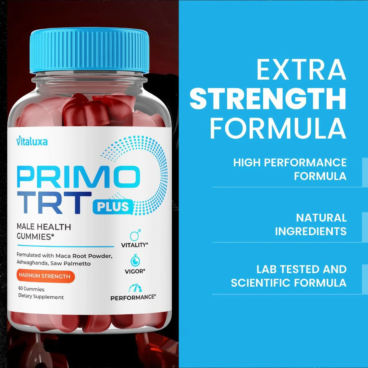 Primo TRT Gummies, Primo TRT Plus Advanced Performance Blend Supplement, PrimoTRT Try Prime Gomitas Maximum Strength Males Support for Overall Health Wellness All Natural Ingredients (60 Gummies) - Image 6