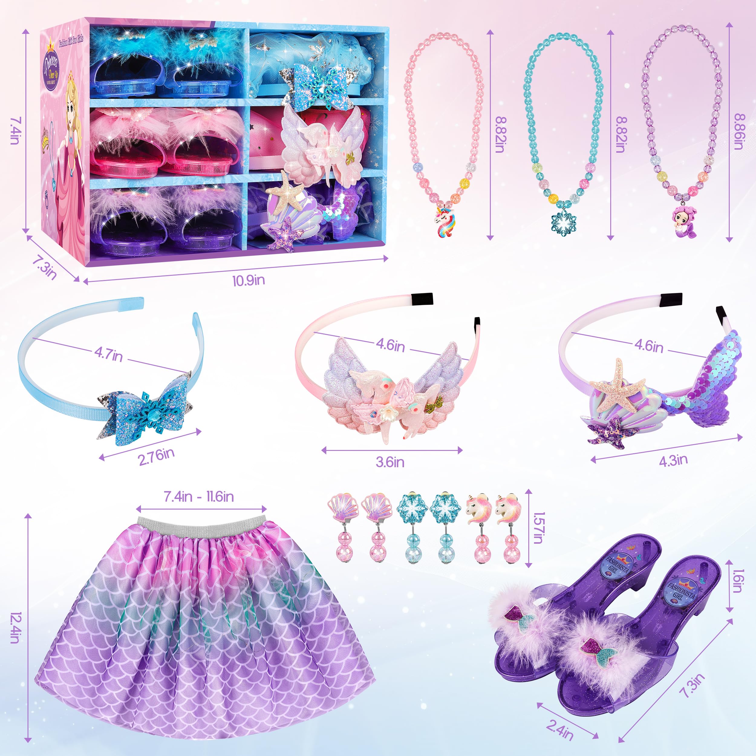 Princess Dress Up for Girls, Toddler Toys for Ages 3-8, 3 PCS Light Up Toddler Dress Up Clothes with Accessories, Kids Toys for 3 4 5 6 7 8 years Girl Christmas Halloween Birthday Gift - Image 3