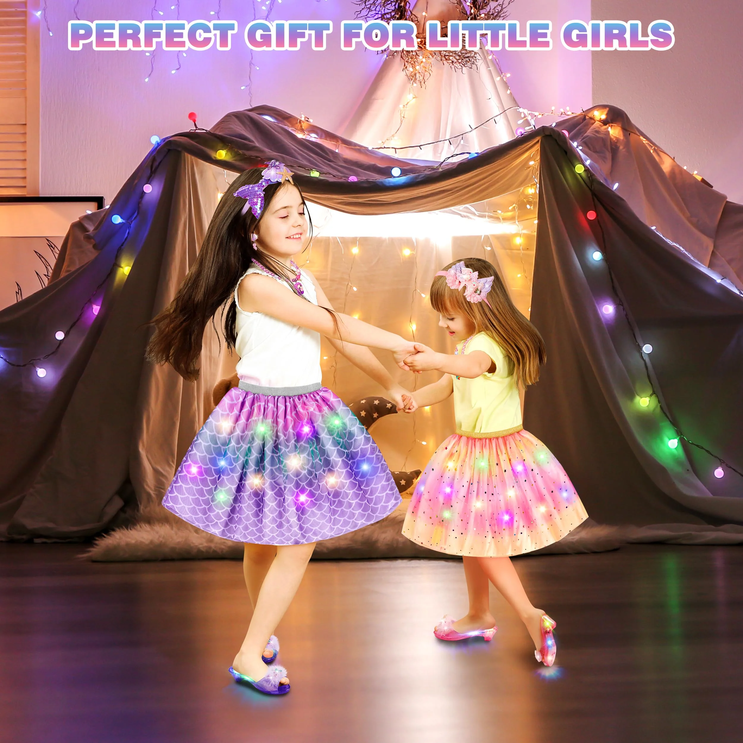 Princess Dress Up for Girls, Toddler Toys for Ages 3-8, 3 PCS Light Up Toddler Dress Up Clothes with Accessories, Kids Toys for 3 4 5 6 7 8 years Girl Christmas Halloween Birthday Gift - Image 7