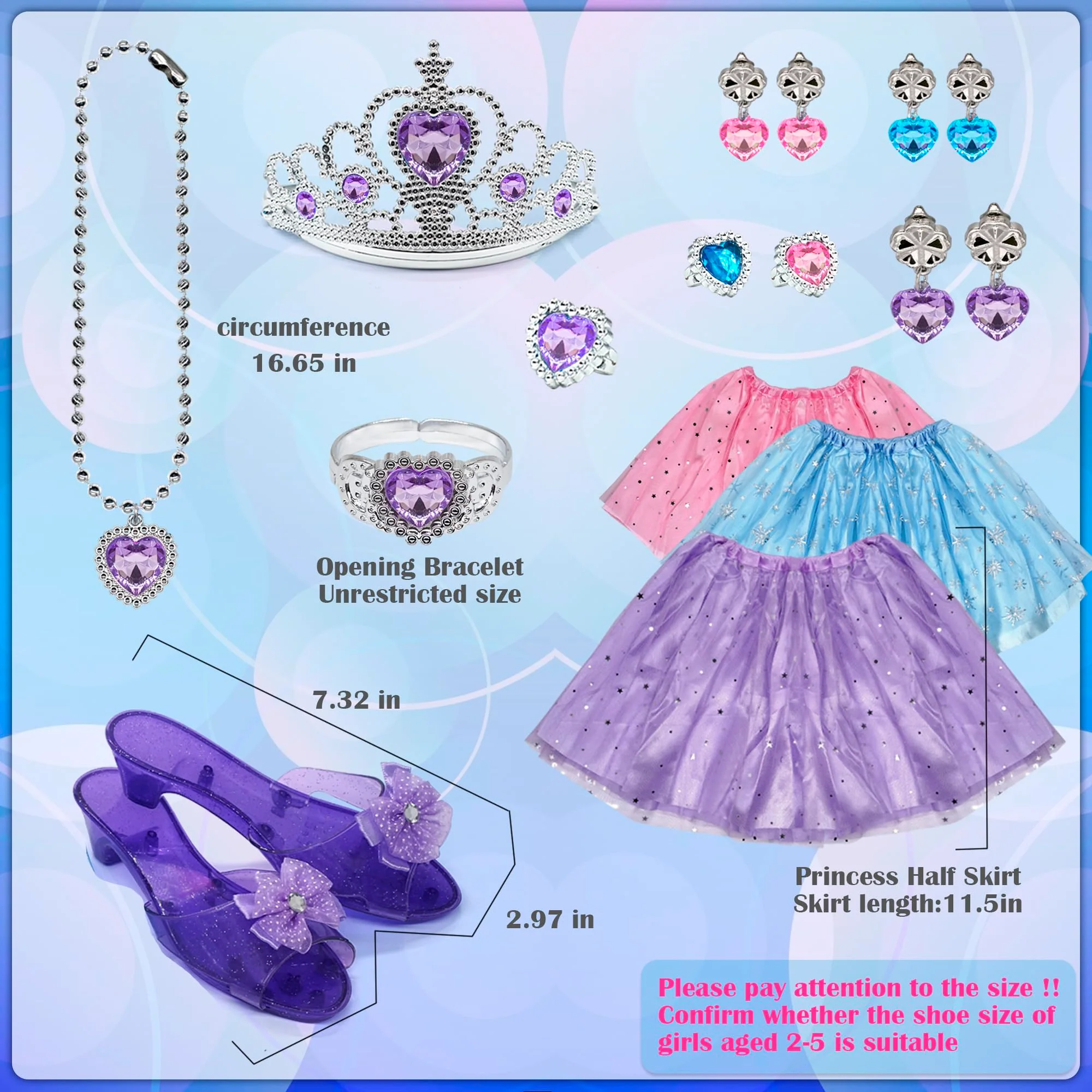 Princess Dress Up for Girls - Toddlers Clothes with Skirts, Shoes, Crown & Play Jewelry, Princess Costume Toys for Girls Age 3,4,5,6 Year Old, Kids Shoes Role Play Gift Idea for Birthday Christmas - Image 4