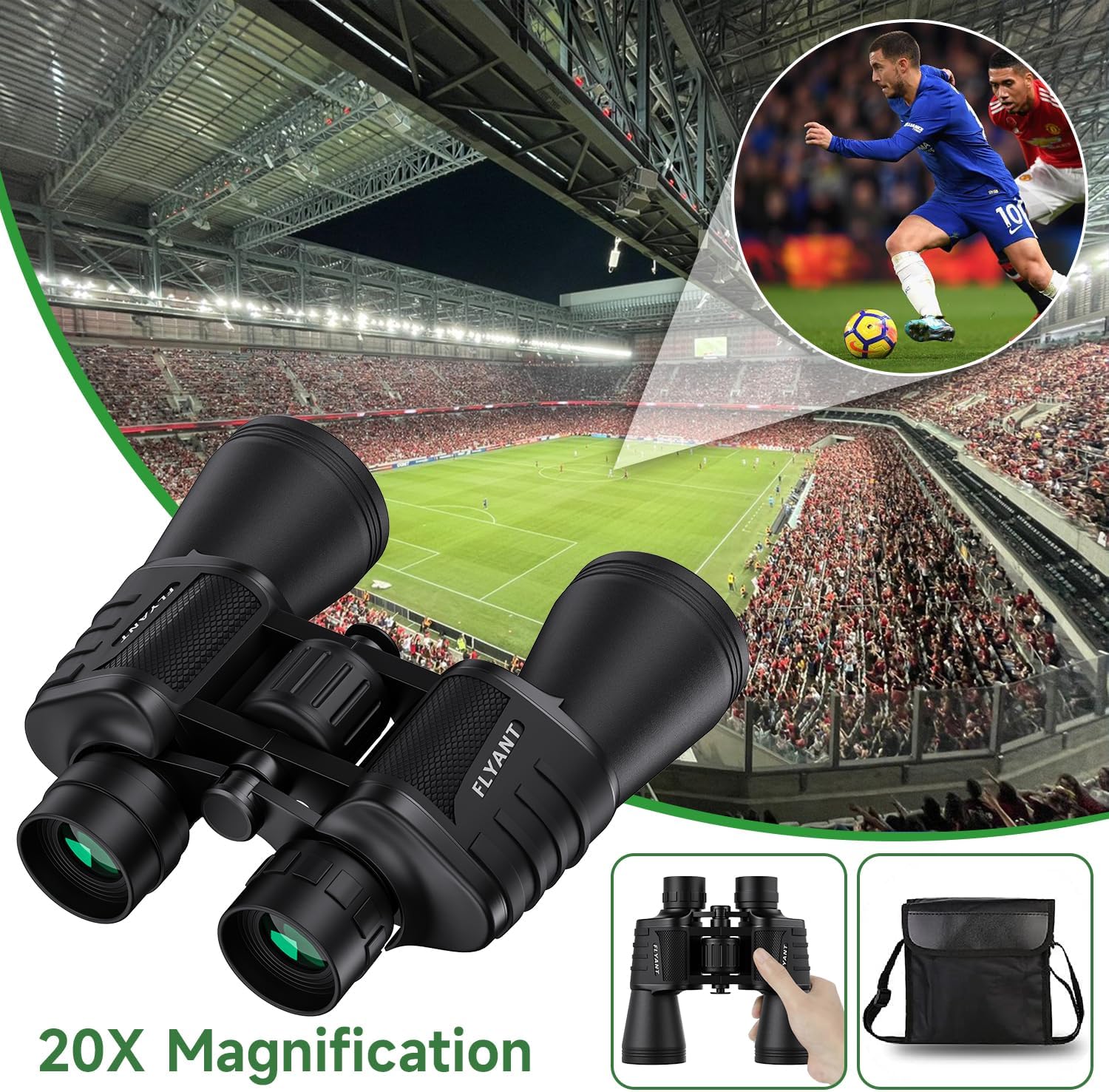 Prismáticos de alta potencia de 20 x 50 para adultos, binoculares compactos impermeables con visión de poca luz para observación de aves, caza, juegos de fútbol, viajes, observación de estrellas, - Image 7