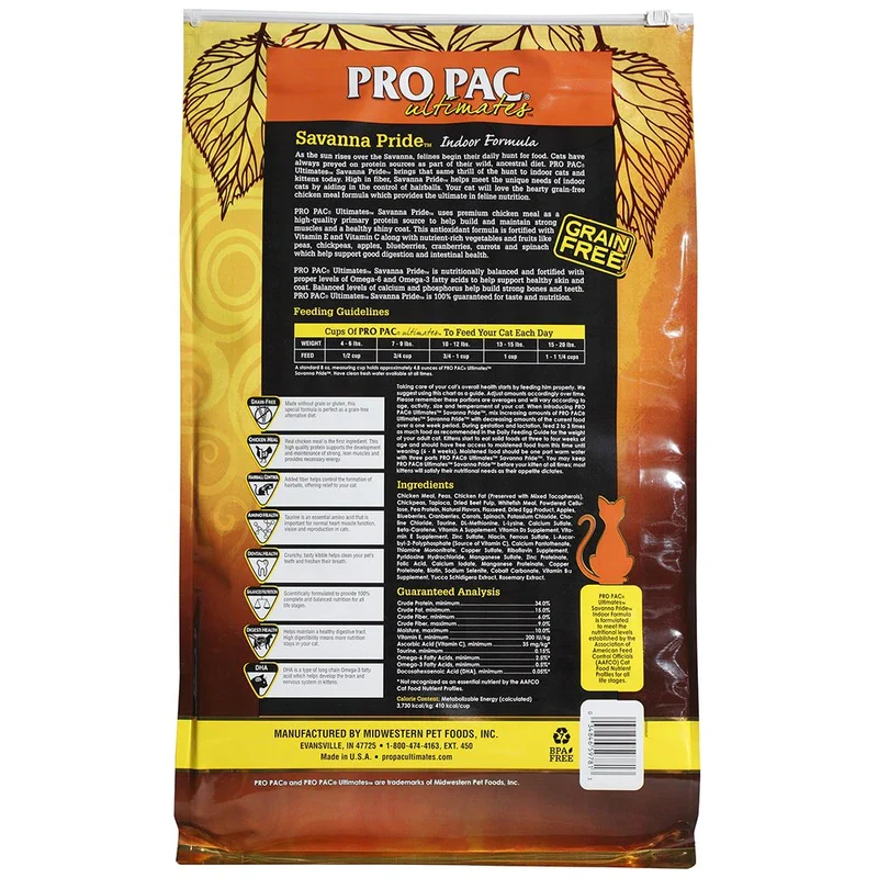 Pro Pac Ultimates Savanna Pride Grain Free Dry Cat Food, 14 Lb. - Image 2