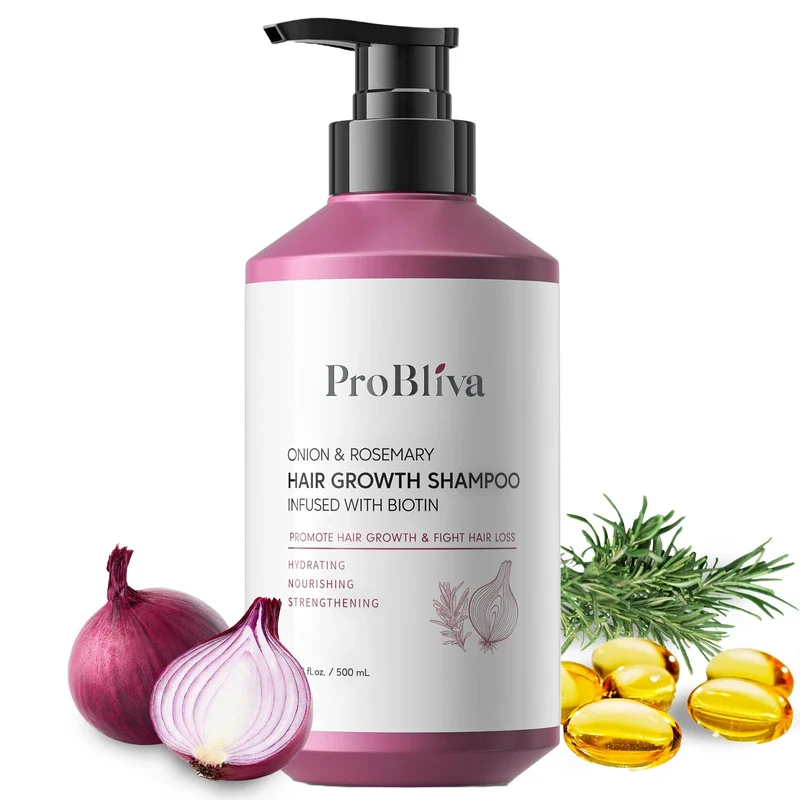 ProBliva Onion & Rosemary Hair Growth Shampoo: Biotin Infused Shampoo for Hair Loss and Thinning Hair - Promotes Healthier, Thicker and Stronger Hair for Women and Men - 16.9 oz