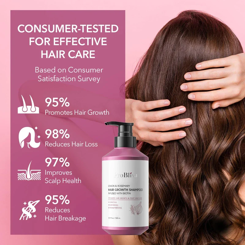 ProBliva Onion & Rosemary Hair Growth Shampoo: Biotin Infused Shampoo for Hair Loss and Thinning Hair - Promotes Healthier, Thicker and Stronger Hair for Women and Men - 16.9 oz - Image 4