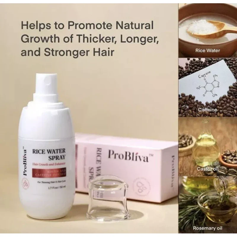 ProBliva Rice Water Hair Growth Scalp Spray Infused Biotin Caffeine 1.7 Fl.oz 4/2026 - Image 2
